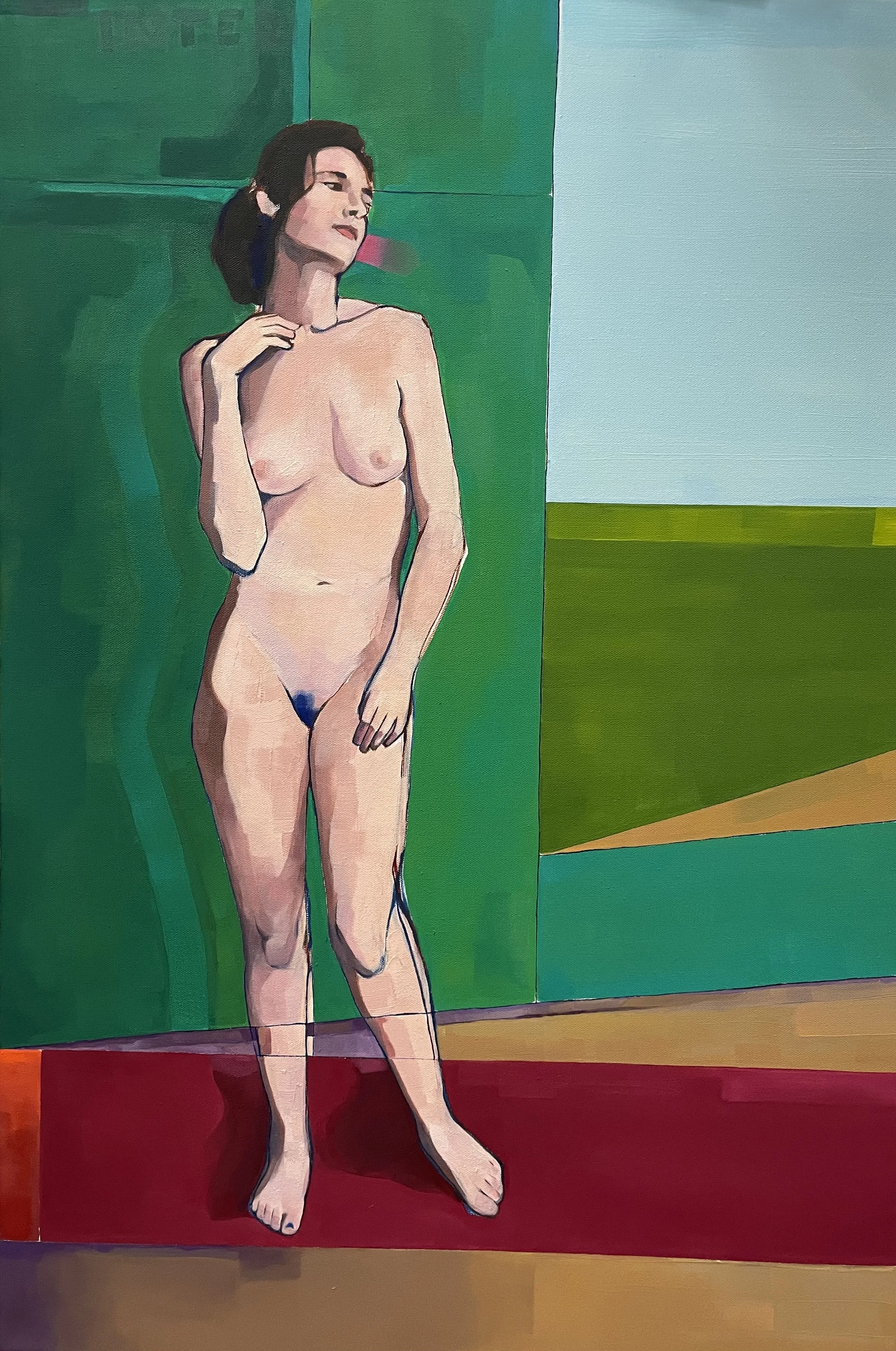 The Artist, hidden from view, contemplates his model, who contemplates her own mortality 36 x 24 Oil on Canvas $825

