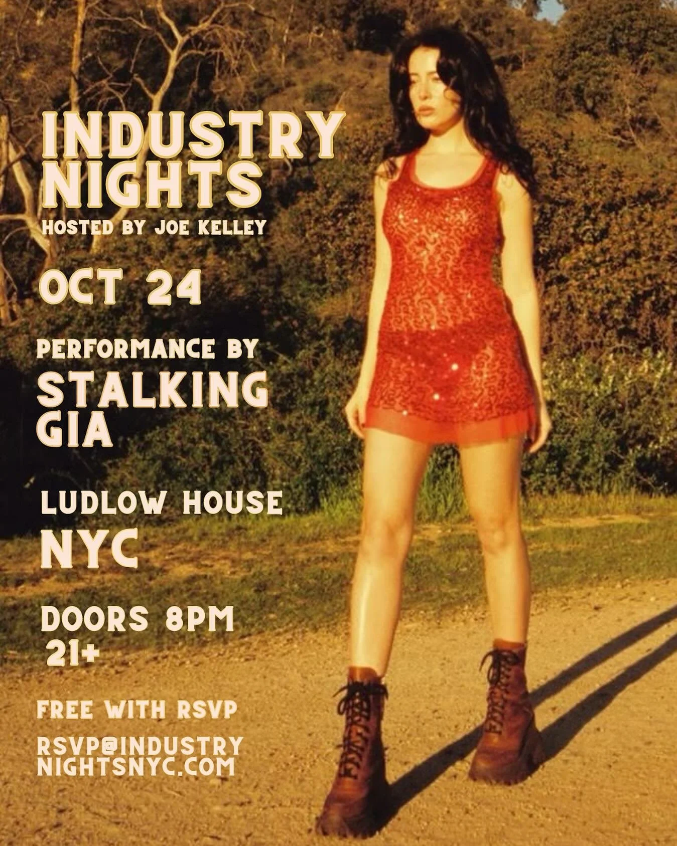 NYC, mark your calendars! @stalkinggia hits the Industry Nights stage on October 24th at Ludlow House! 

&bull;Event is free with RSVP 
&bull;Email rsvp@industrynightsnyc.com for guestlist 
&bull;Doors 8pm
&bull;21+
&bull;Entry based on capacity