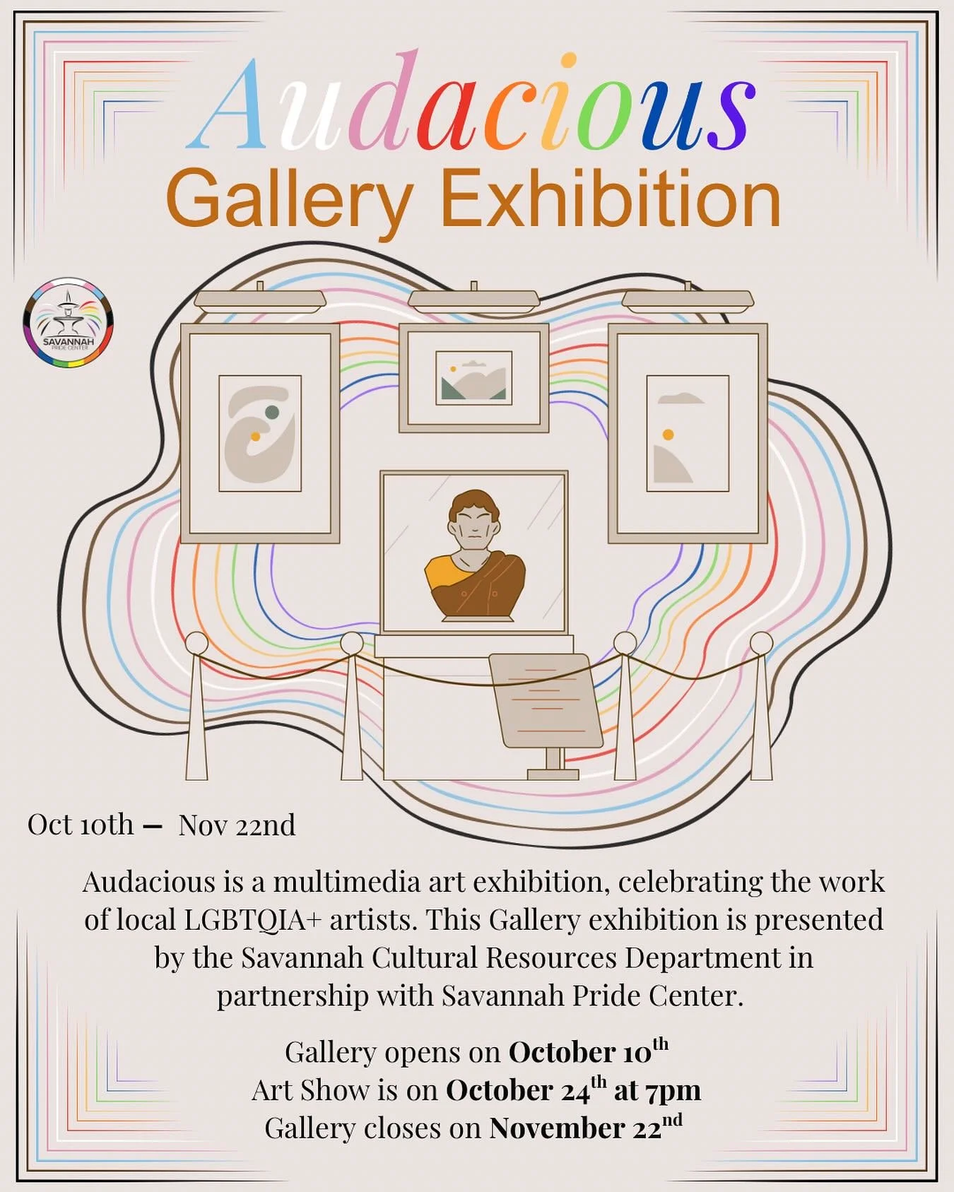 Join us this Friday for the Audacious gallery opening at the Savannah Cultural Arts Center!