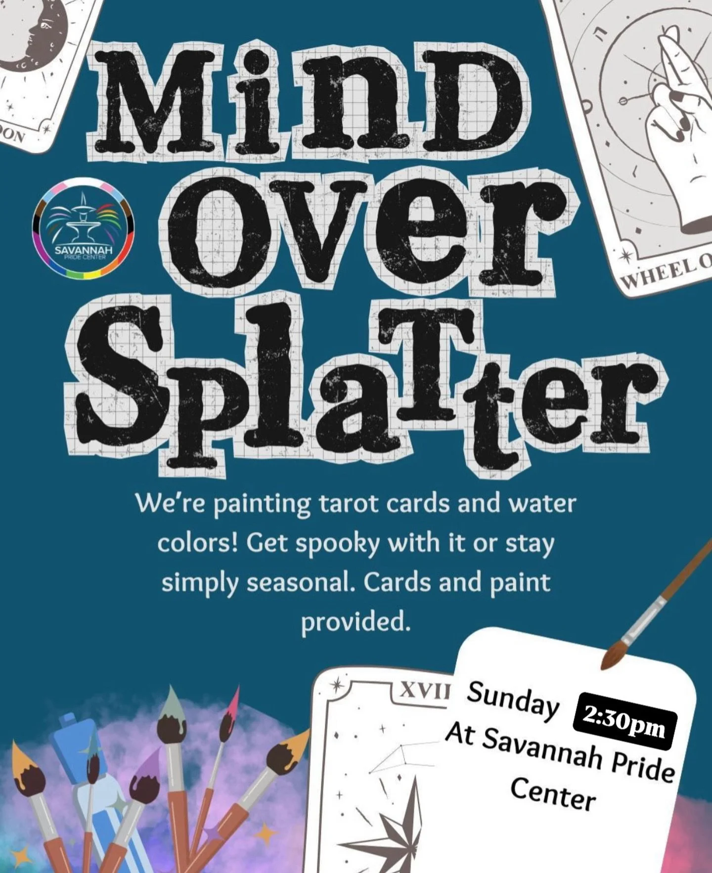 Create your own Tarot cards today at 2:30pm at Savannah Pride Center with @my_lovely_lady_lumps9.11 and @relicz_art