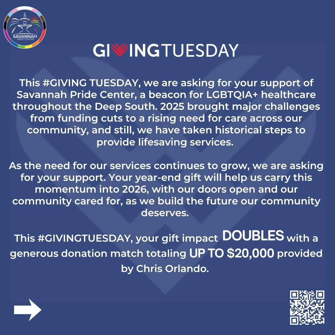 It's #GivingTuesday, and this year your donation impact is doubled! A generous donor has offered to match donations totaling up to $20,000. That is $40,000 in support for lifesaving programs and services for our beloved LGBTQIA+ community. Please con