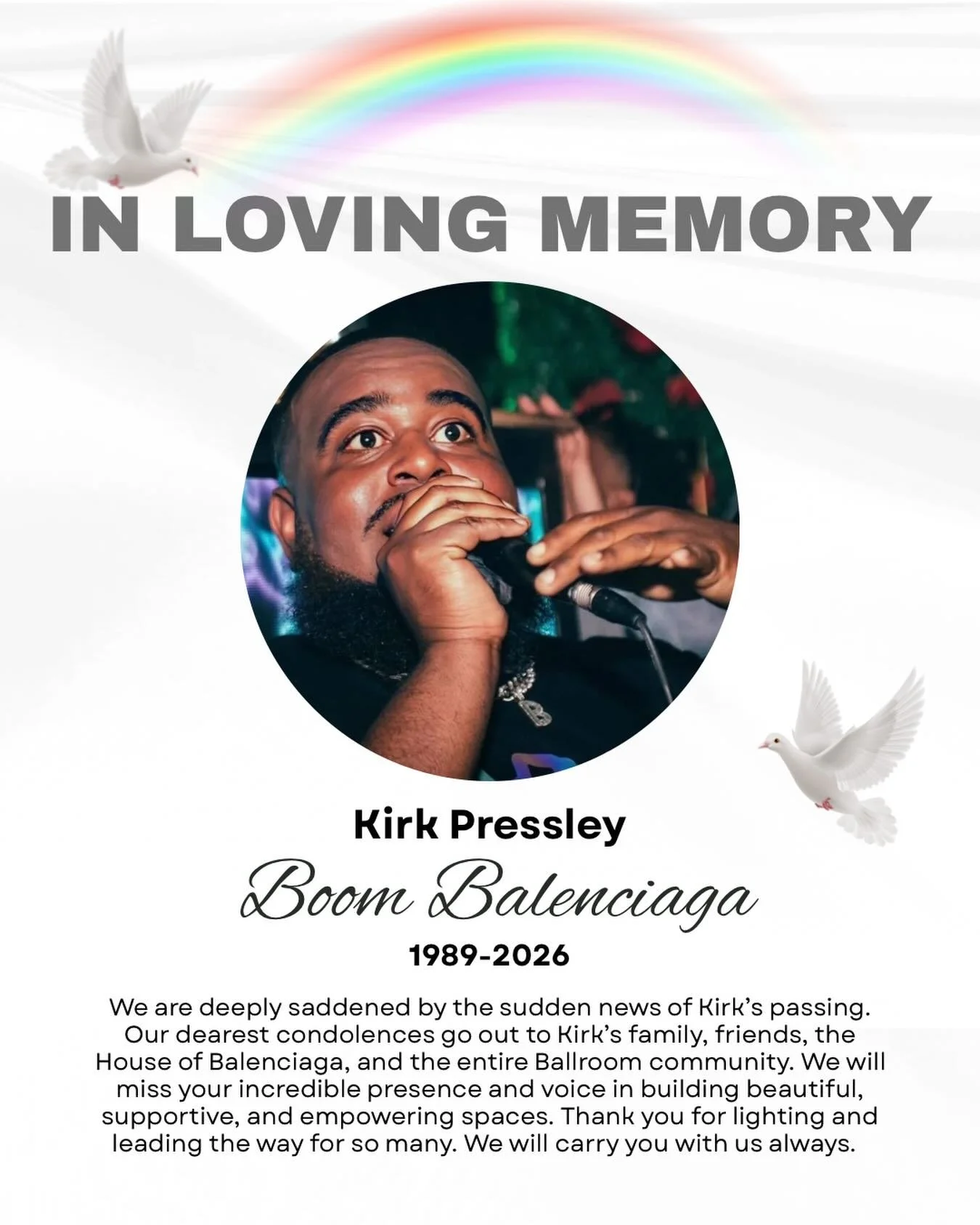 It was our great honor and privilege to work with the Legendary Boom Balenciaga. Boom helped make history in Savannah&rsquo;s ballroom scene as he undoubtedly did with so many others, bringing his universally adored spirit and vibrancy to every momen