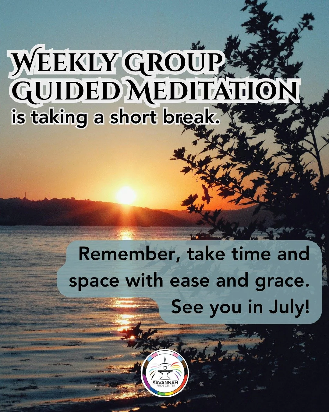 Hey everyone!

Weekly Group Guided Meditations will be taking a short break until July. Please keep an eye on our socials for more information on when we will return with this social program. 

Thanks so much! 🌈