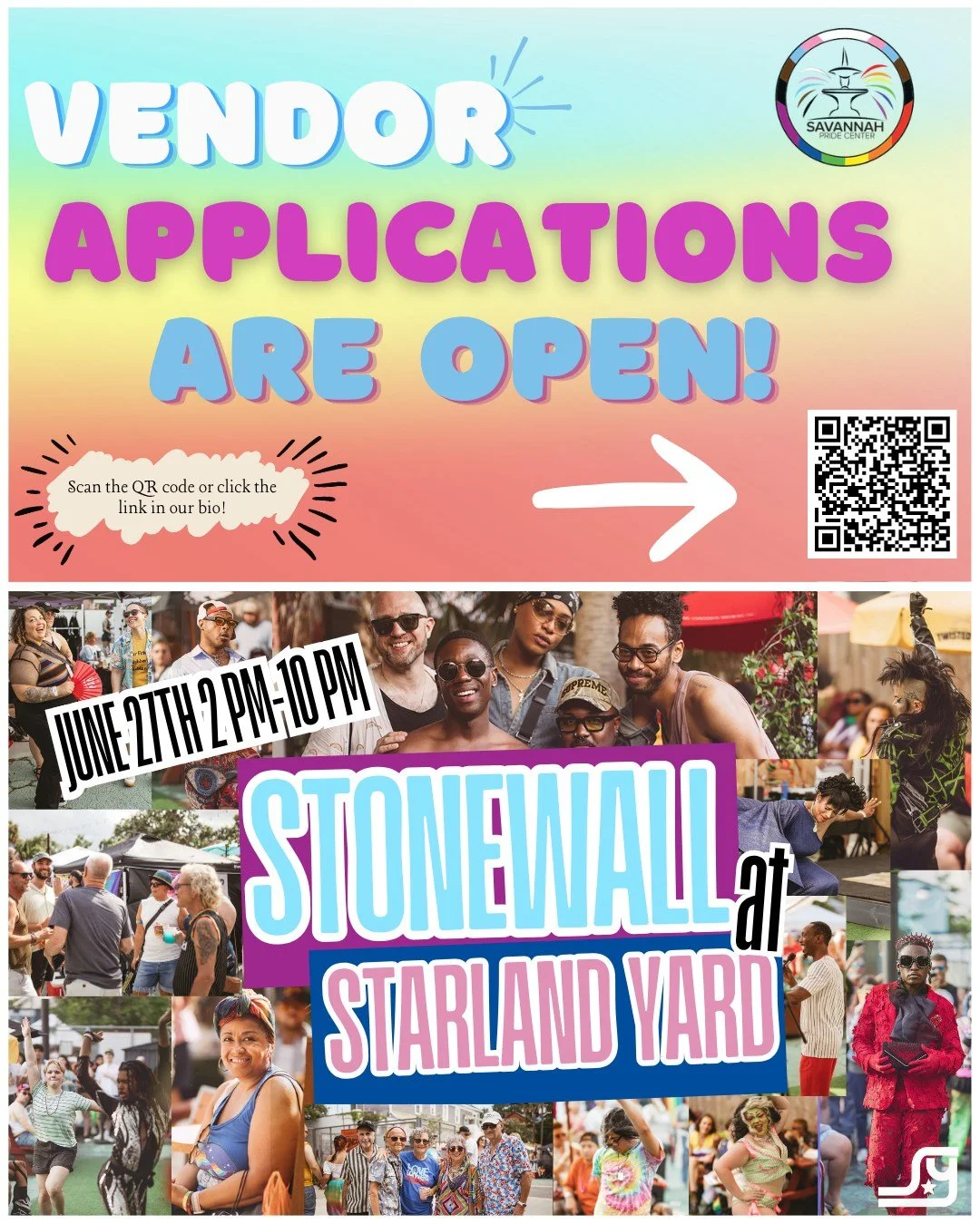 Vendor Call! It's time again for the beloved Stonewall event at Starland Yard. Join us in sharing community, resources, and joy. Sign up today for your vendor space! Vendor spots are limited! You can register here: bit.ly/4dIOaGx or by following the 