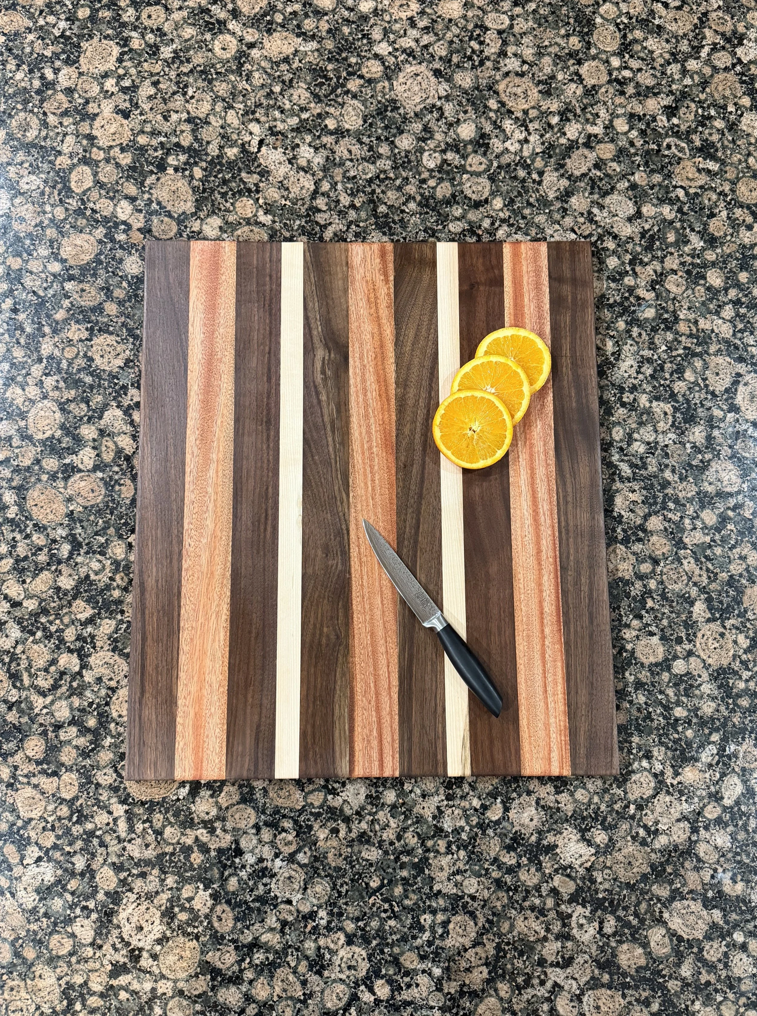 Exotic African Mahogany, Walnut and Maple Cutting/Charcuterie Board
