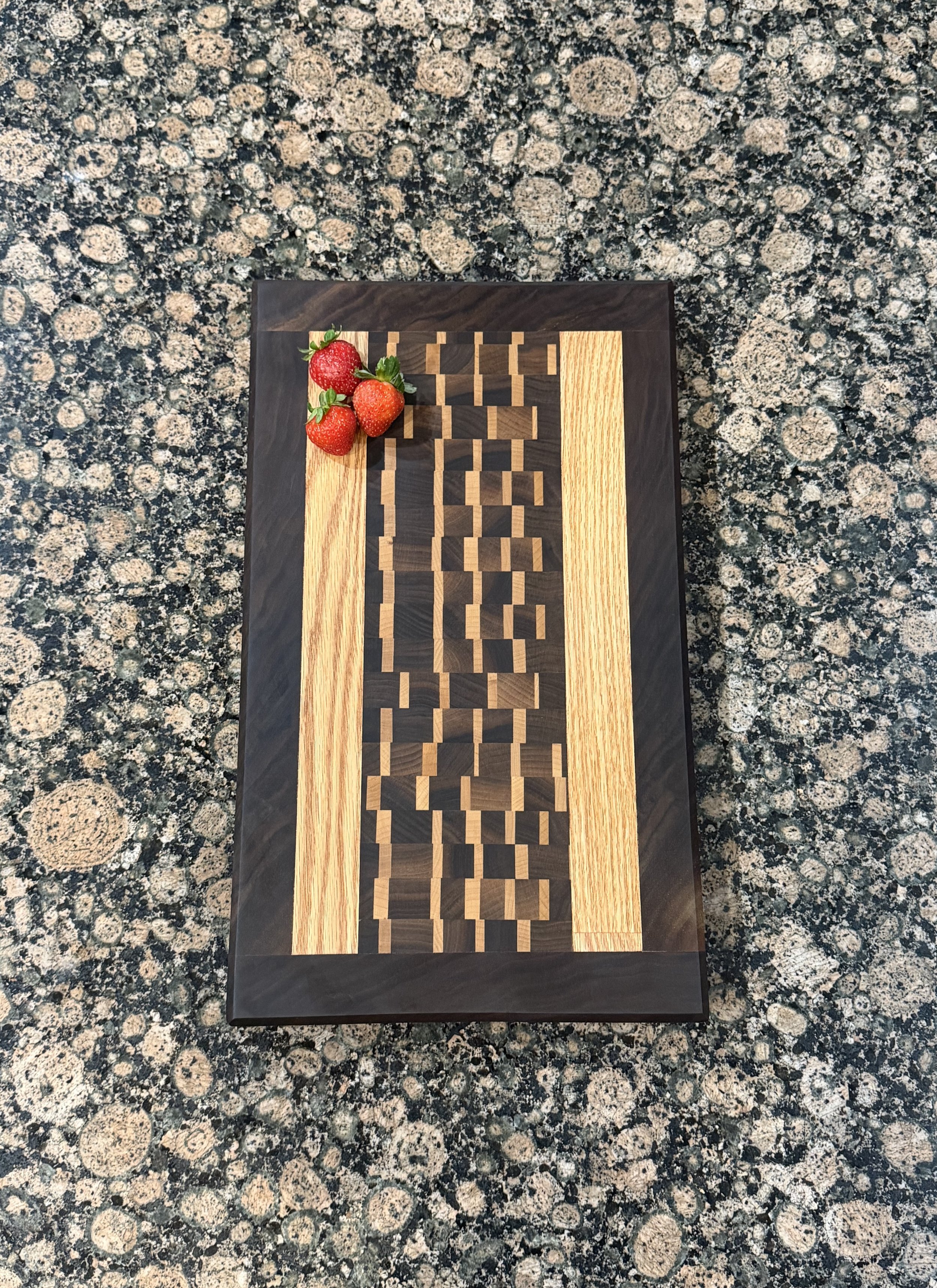Oak, Walnut and Maple Cutting/Charcuterie Board with Beveled Edges