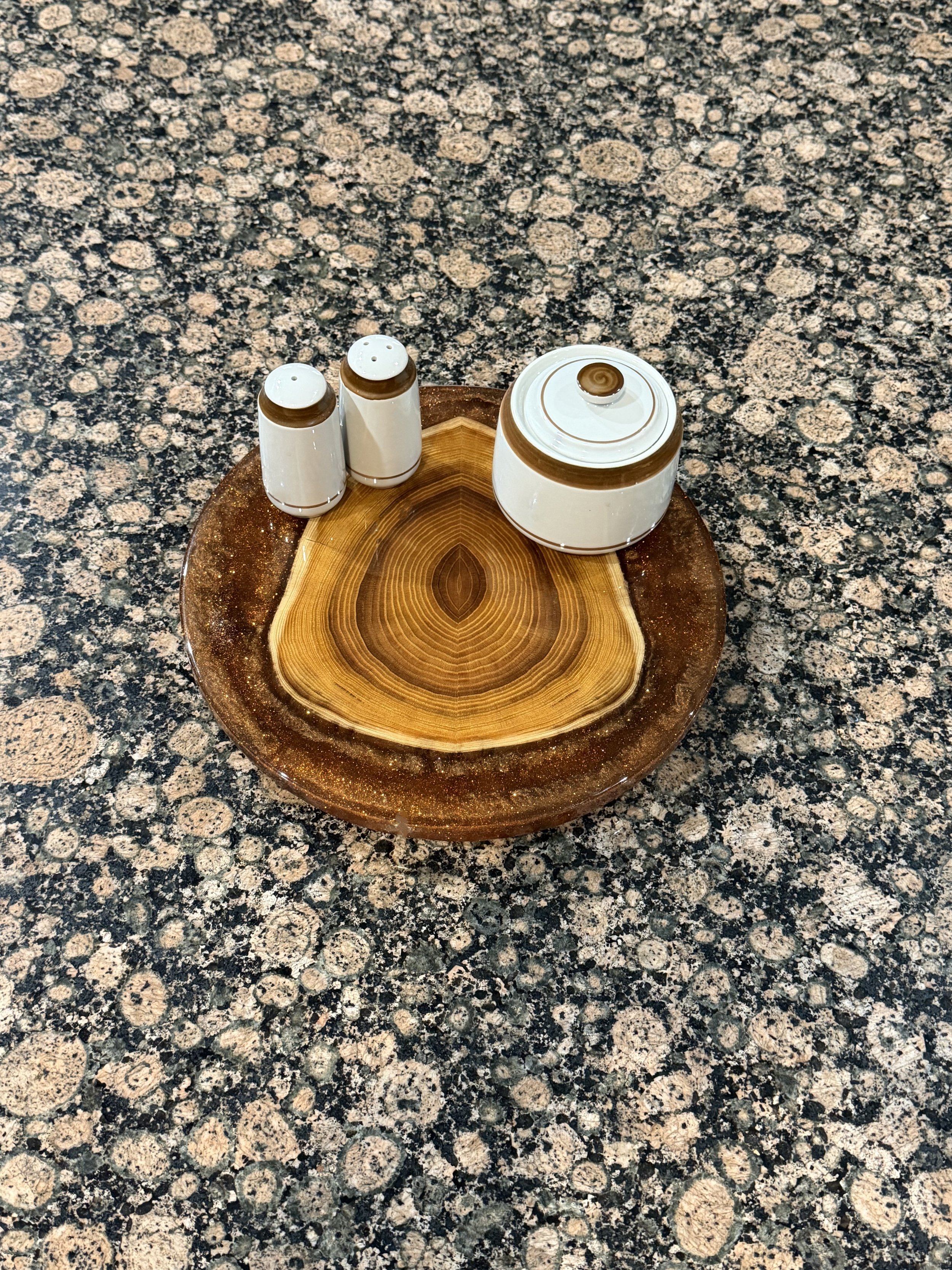 12" Exotic Osage Orange Lazy Susan with Bronze Epoxy