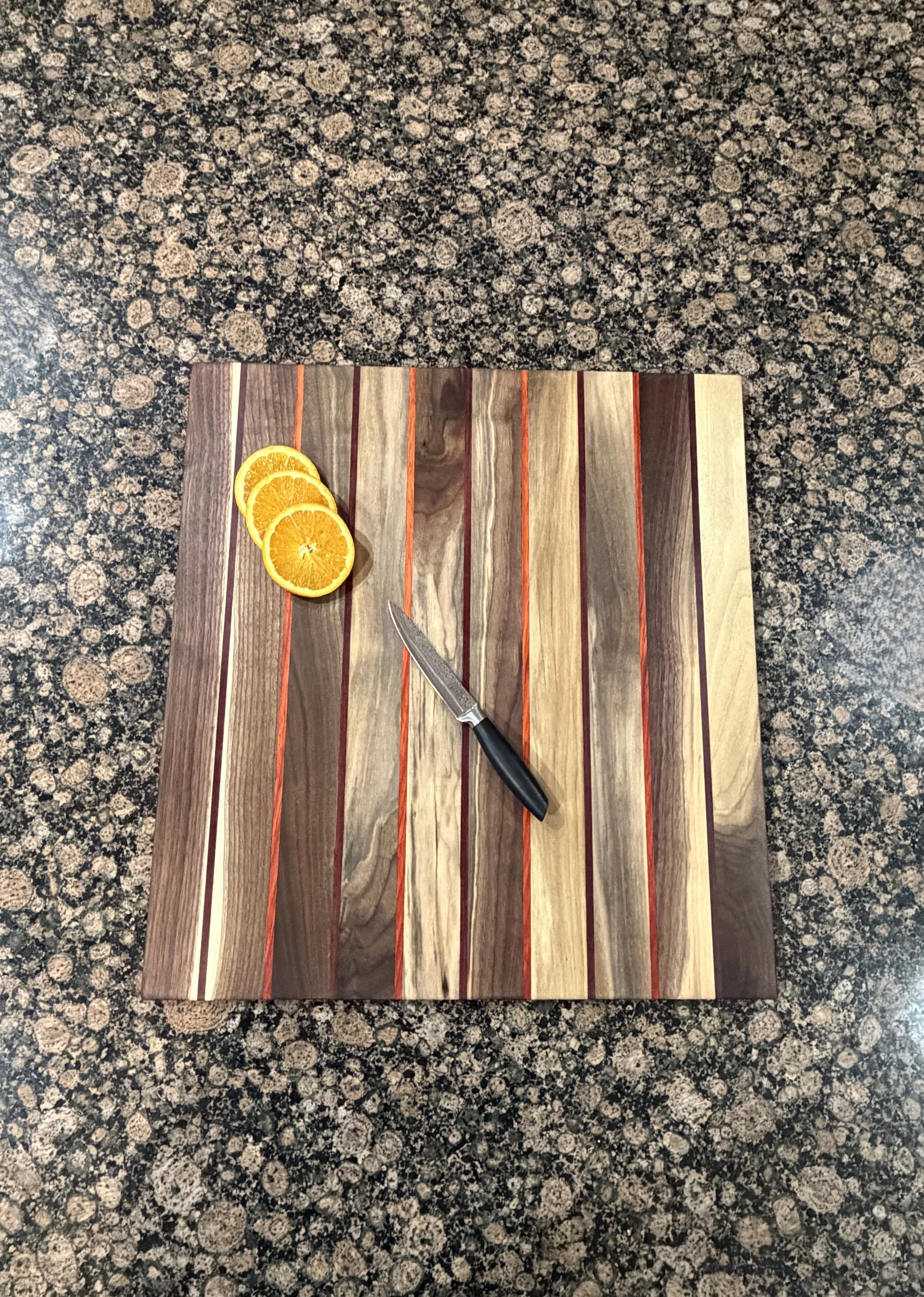 Exotic Purpleheart, Padauk and Walnut Cutting/Charcuterie Board