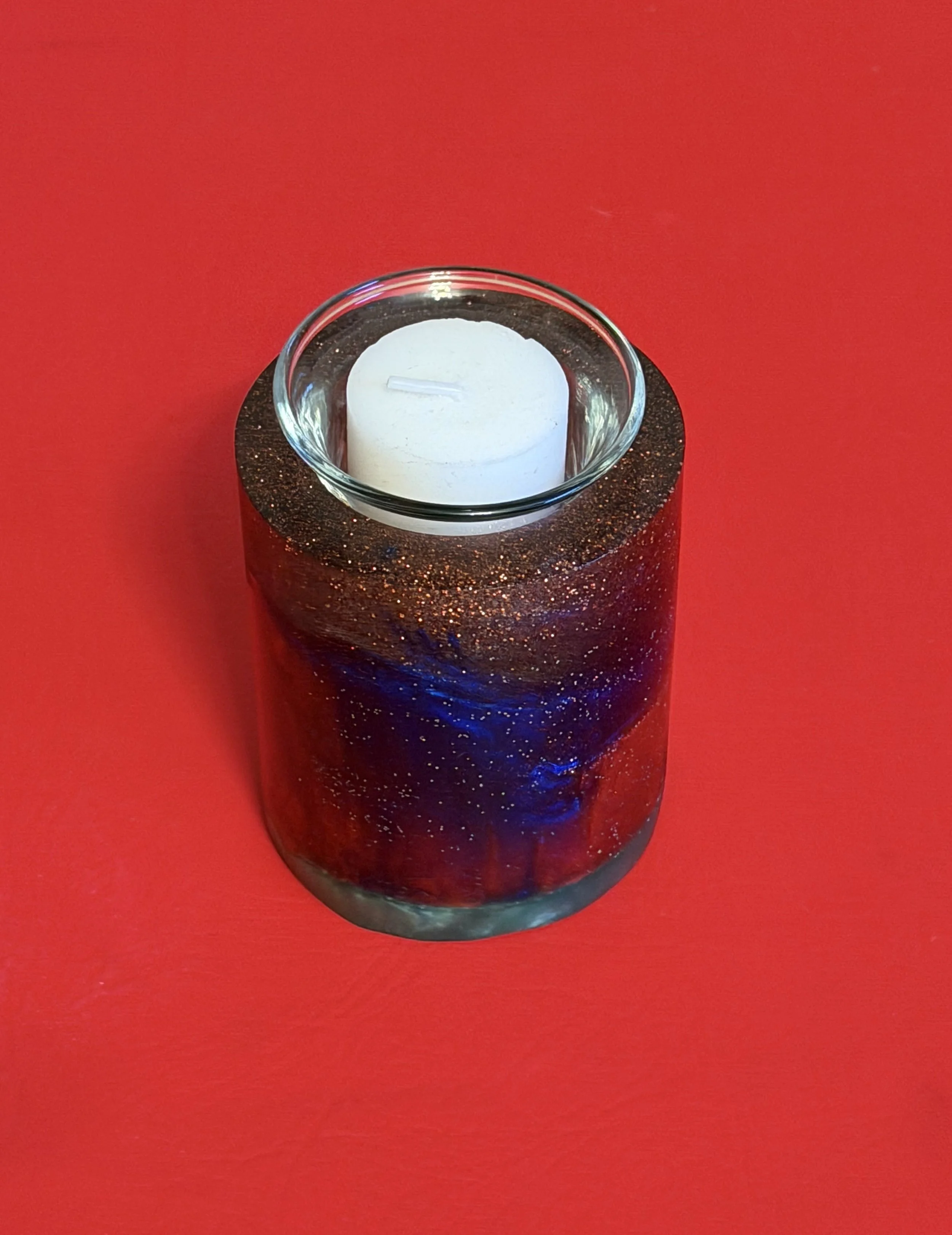 Multi Color Epoxy Round Candle Holder