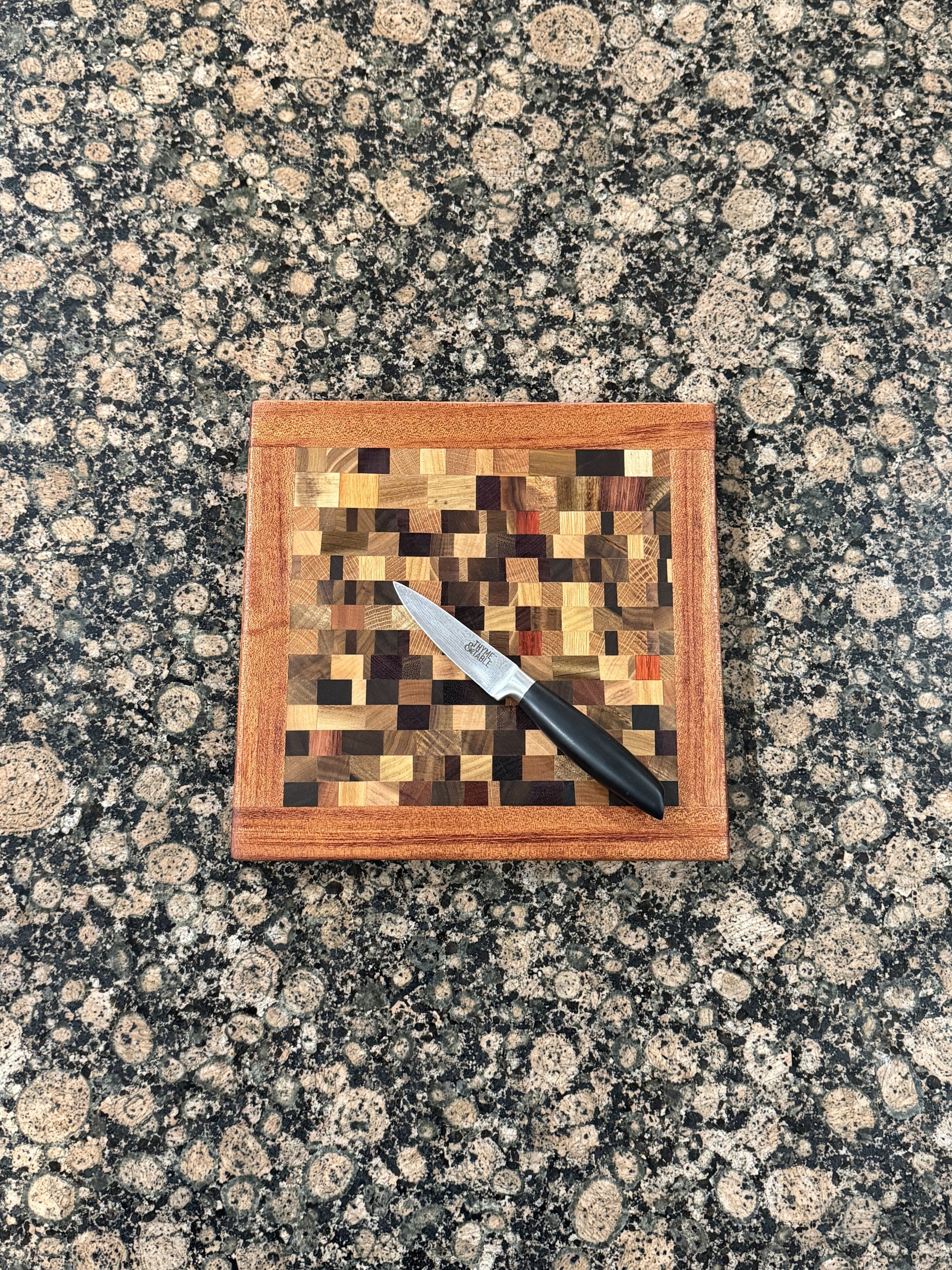 Chaos Pattern Cutting/Charcuterie Board with African Mahogany Border