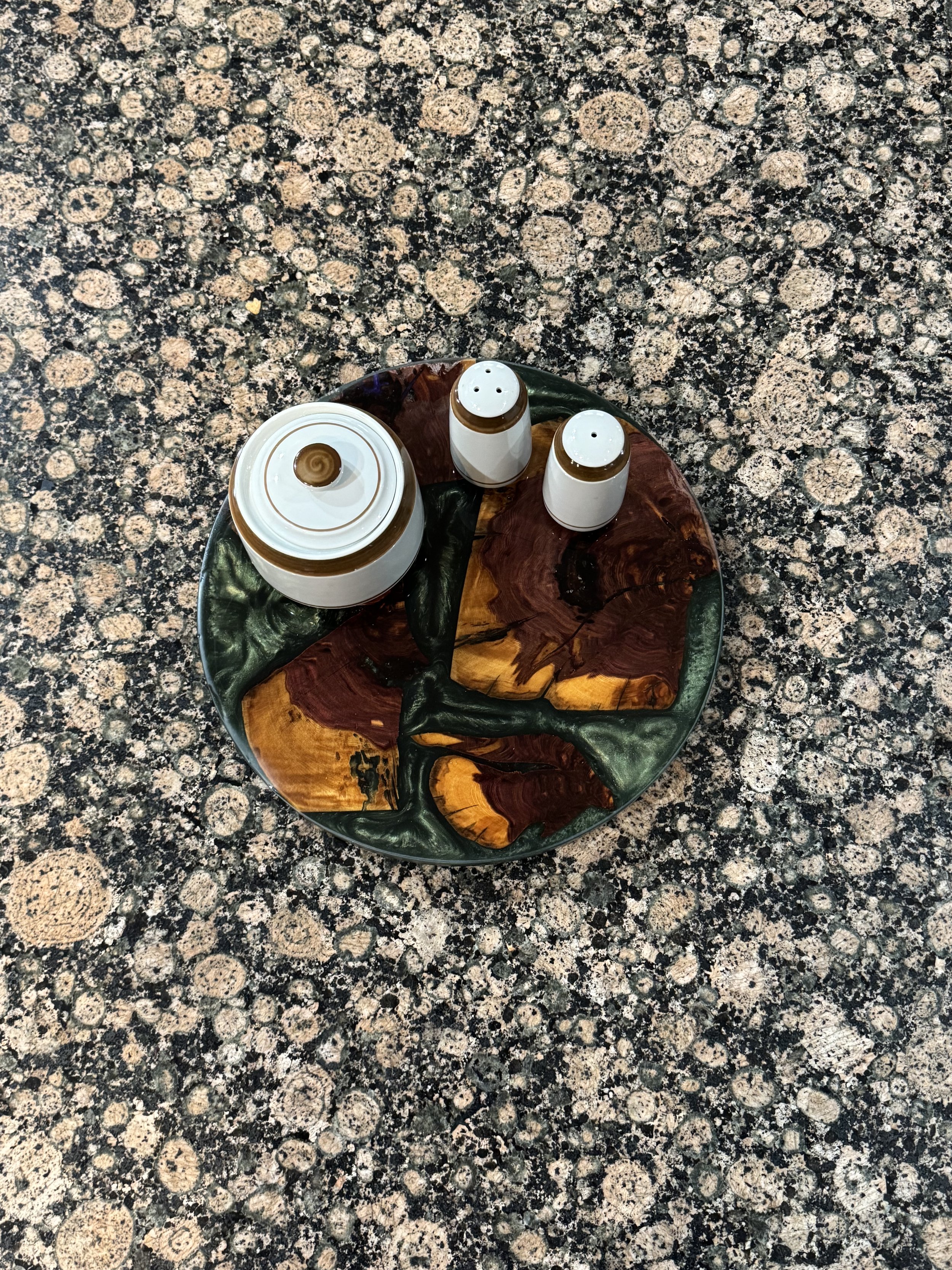 Cedar and Green Epoxy Lazy Susan