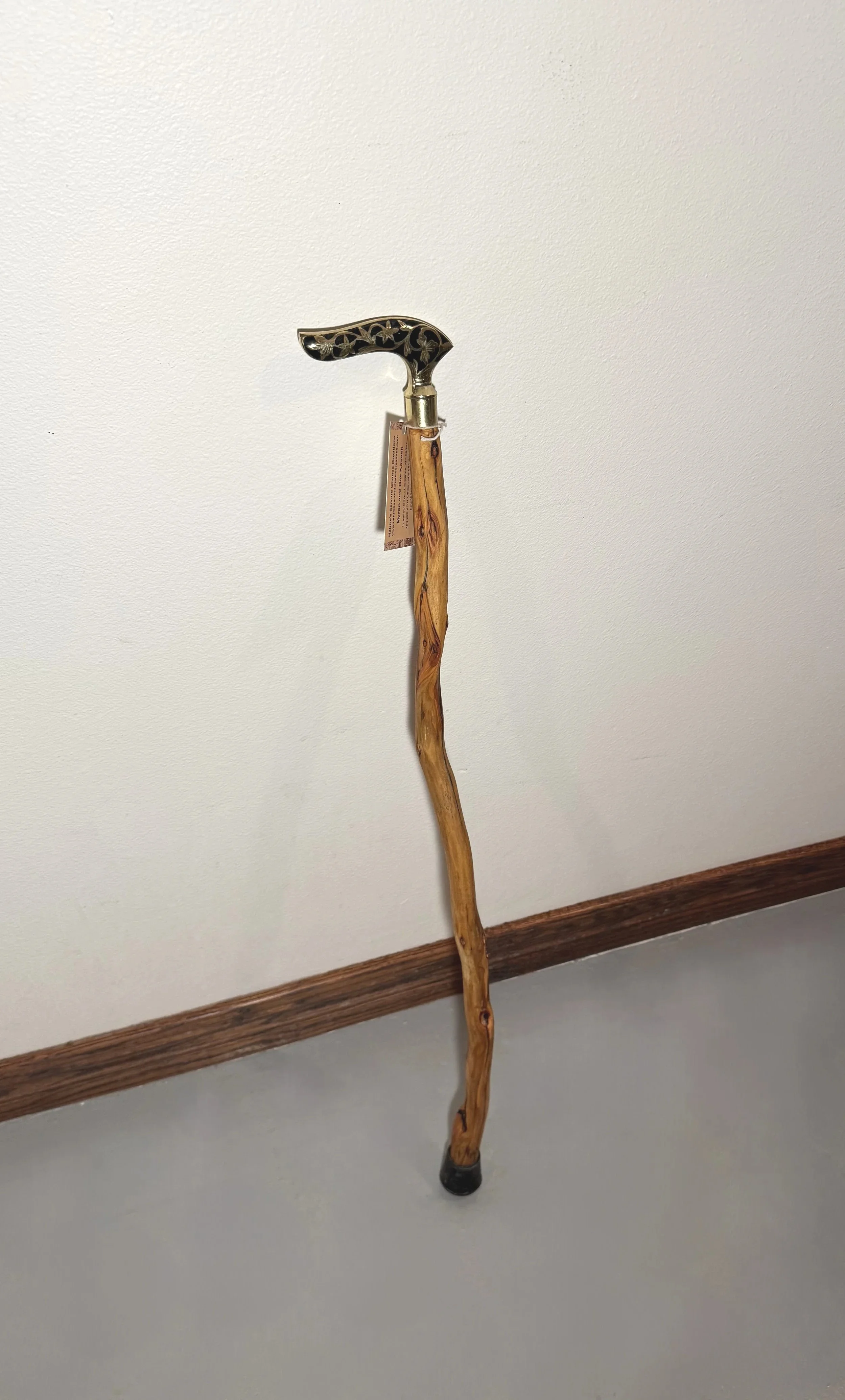 Diamond Willow Cane with Vintage Designer Brass Handle