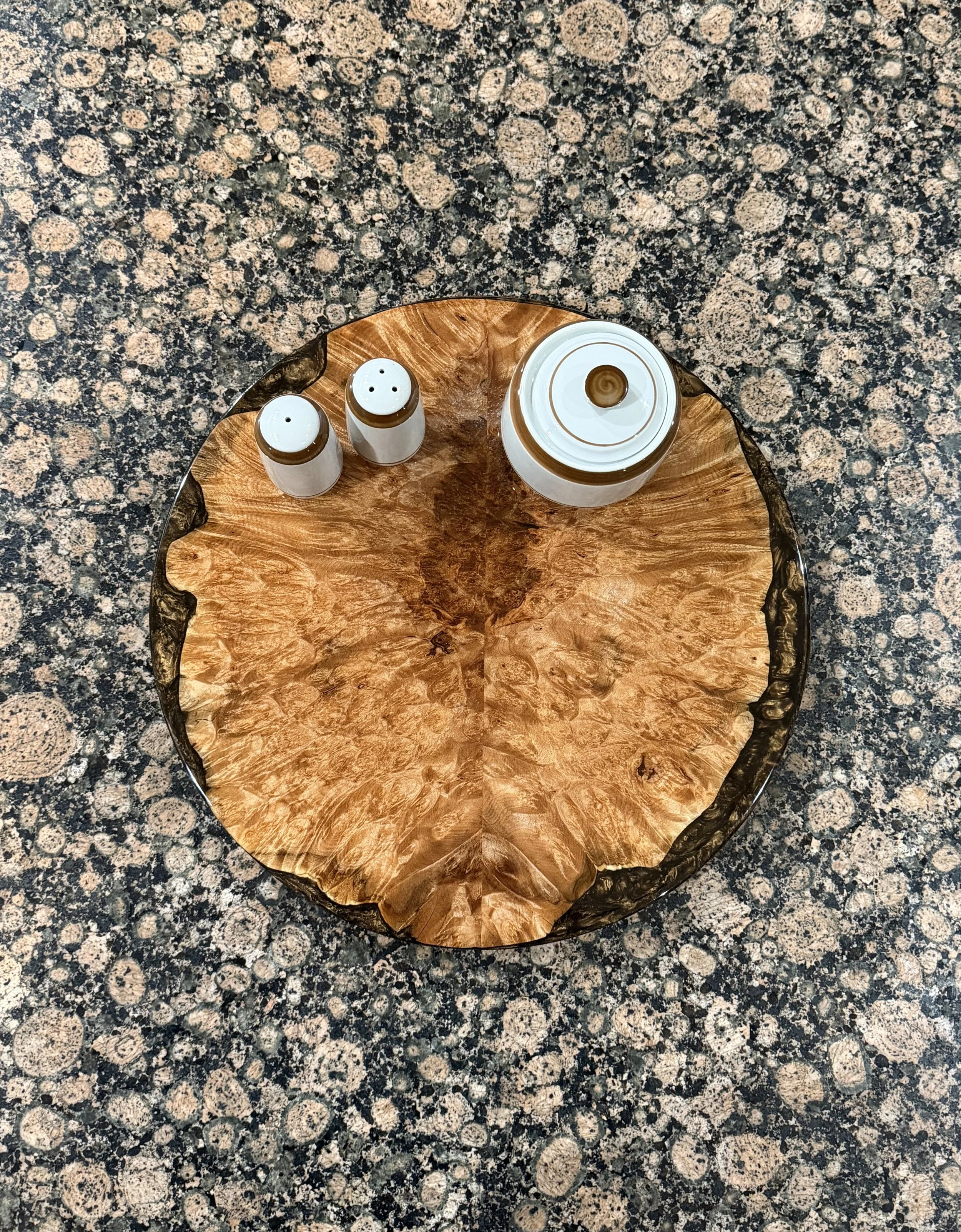 16" Birdseye Maple Lazy Susan with Mahogany Epoxy