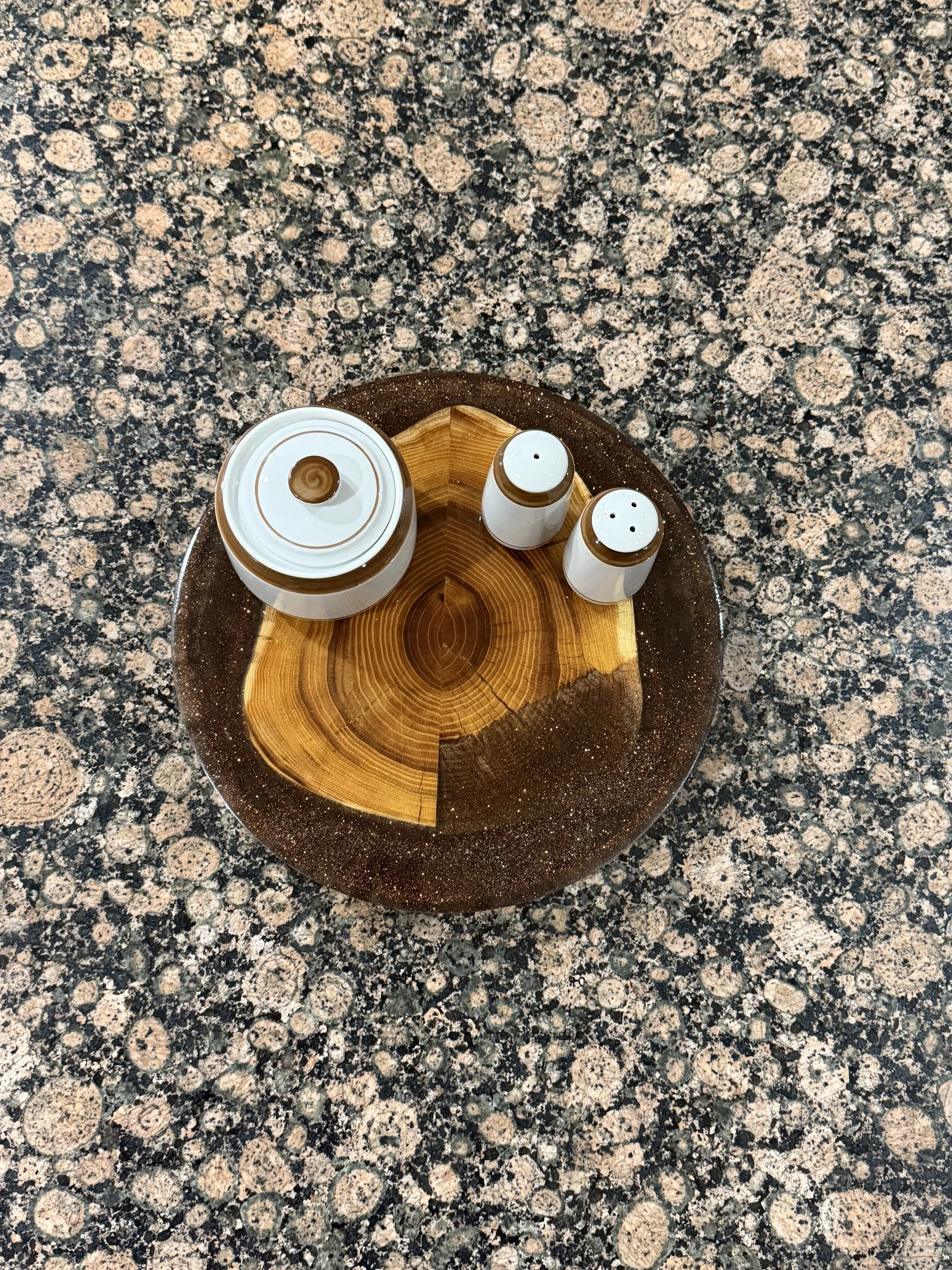 12" Exotic Osage Orange Lazy Susan with Bronze Brown Epoxy