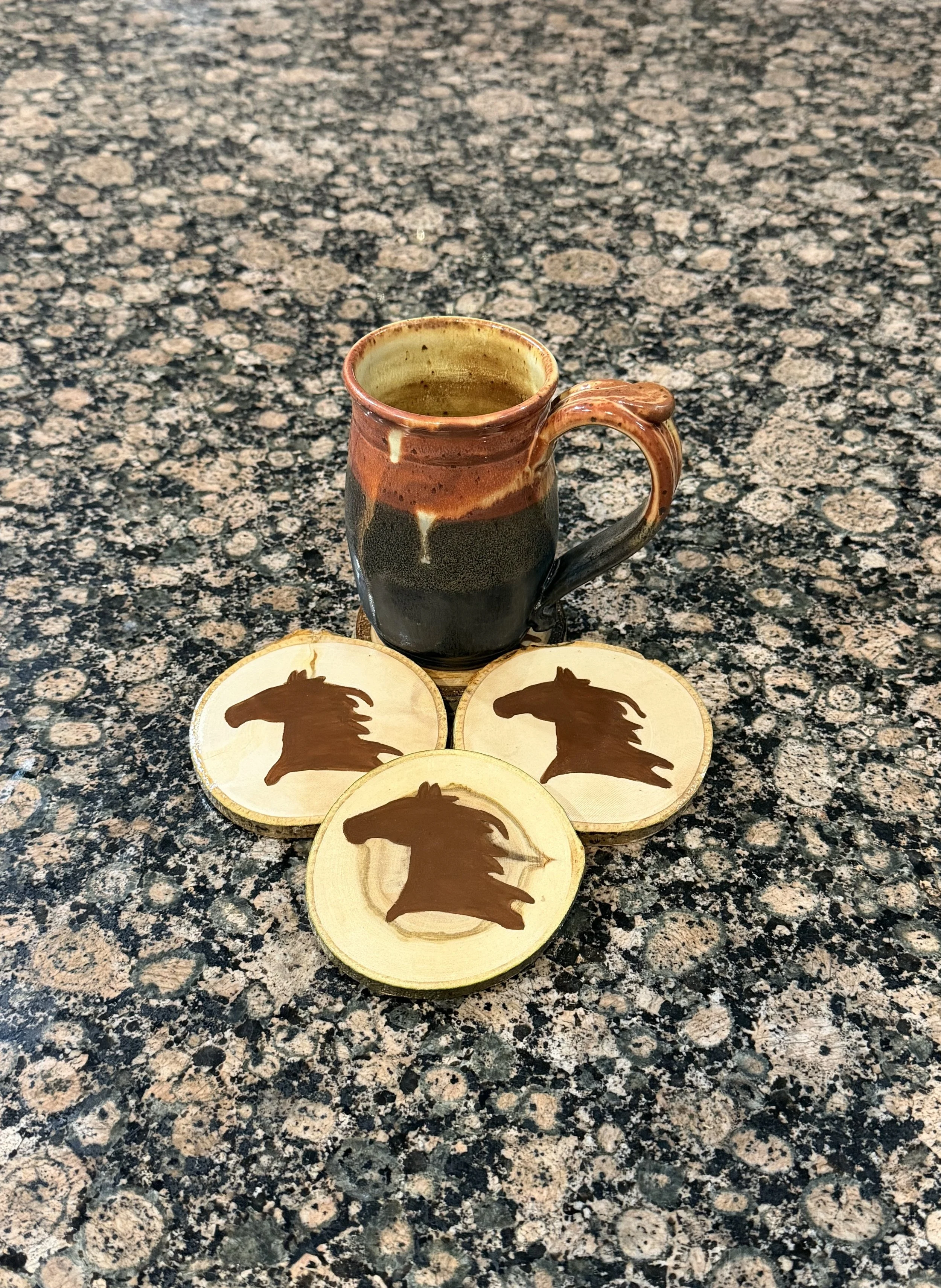 4 Piece Horse Head Coaster Set on Aspen