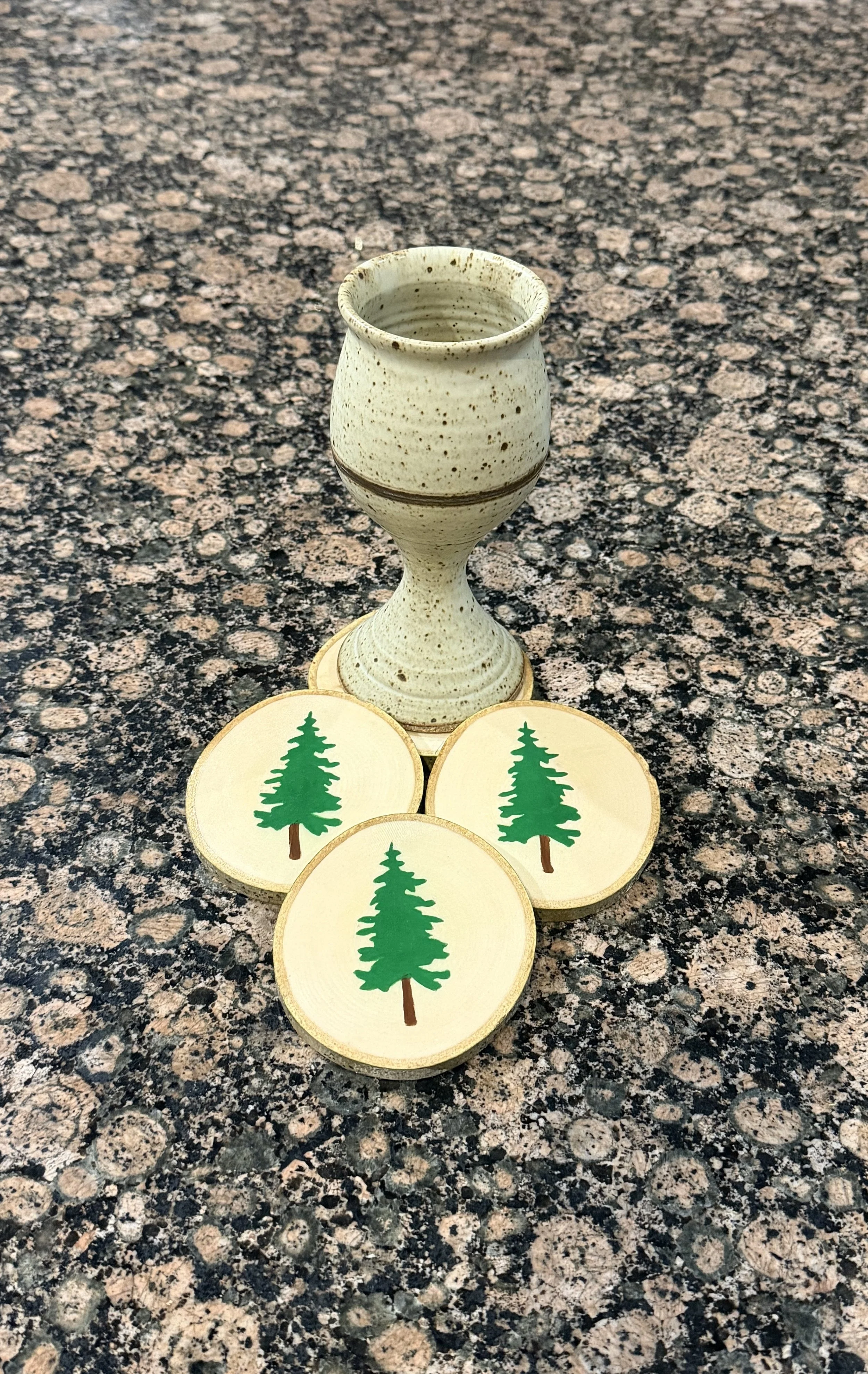4 Piece Tree Coaster Set on Aspen