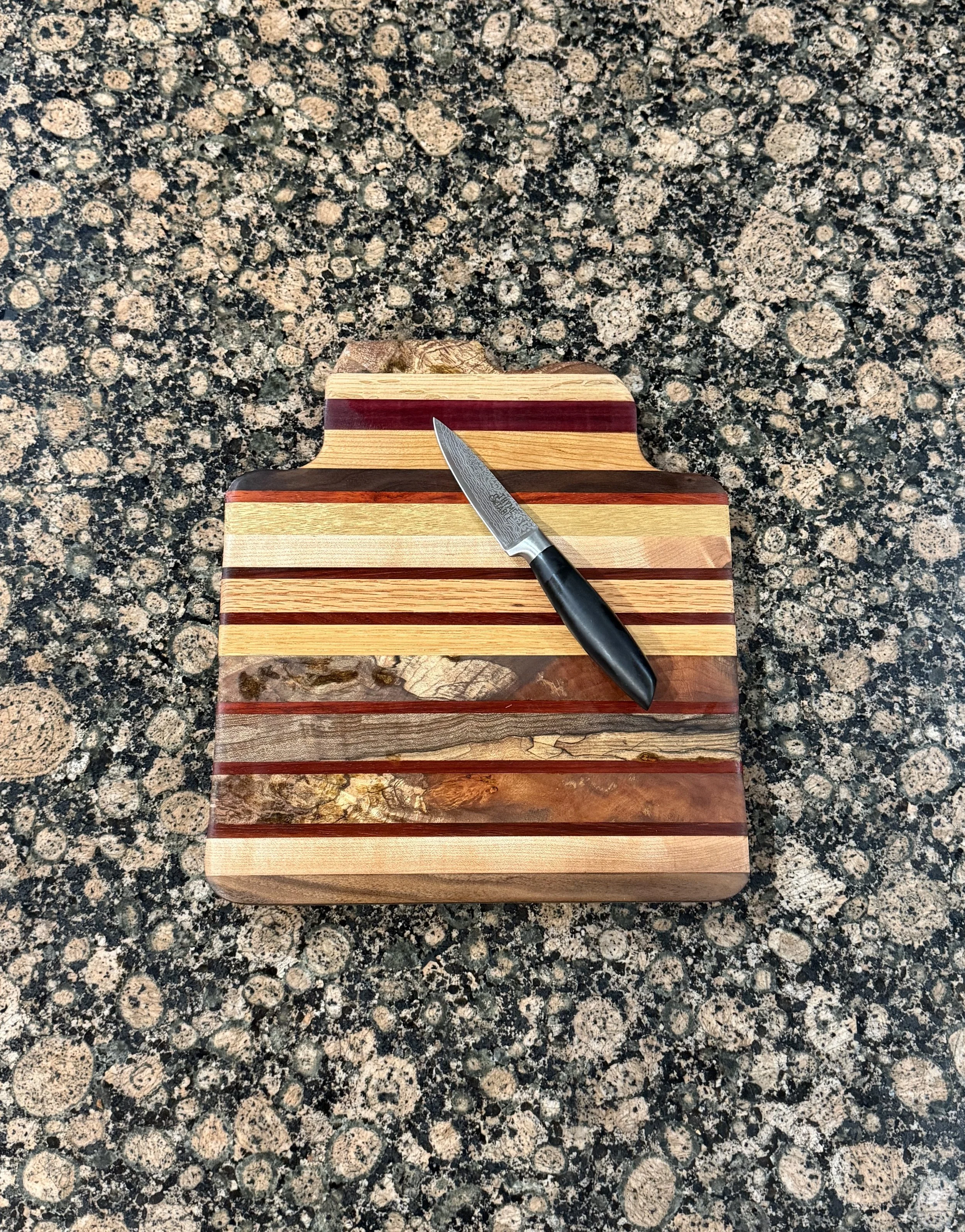 Exotic White Limba, Walnut, Maple, Cherry, Spalted Maple and Oak Cutting/Charcuterie Board