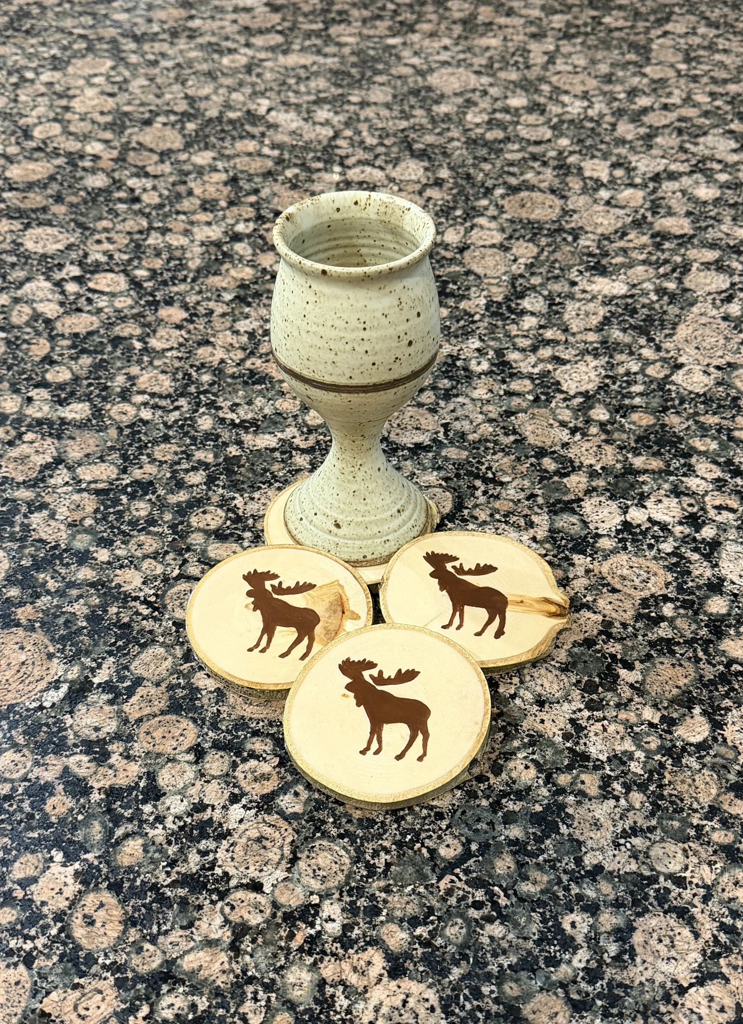 4 Piece Moose Coaster Set on Aspen