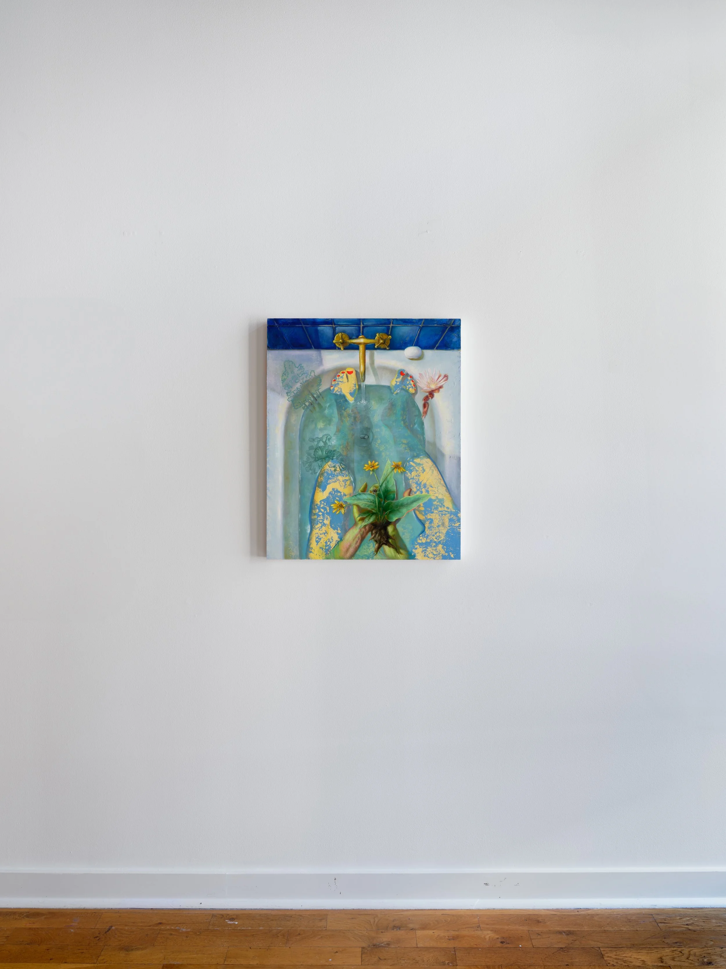 Washing with the roots, 2025, Oil on cradled birch, 20 x 30 inches