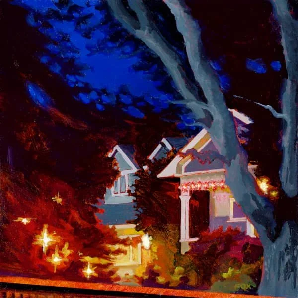 Neighbours - Giclée square mounted print