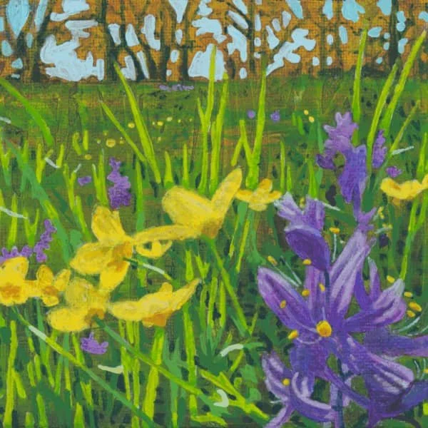 Blue Meadow - Giclée square mounted print