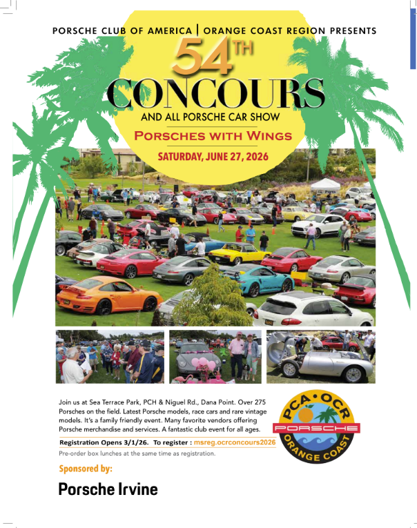 PCA-OCR 2026 54th Annual White Glove Concours