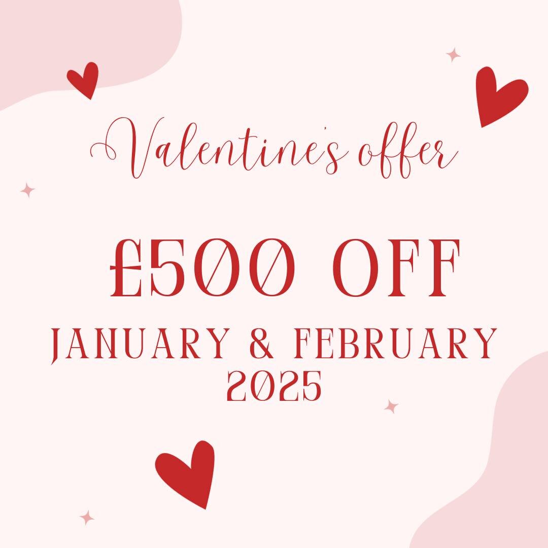 We're hopeless romantics and can't help ourselves when it comes to a Valentine's deal. If you're looking for your perfect wedding venue for 2025 we are pleased to offer &pound;500 off our wedding packages booked for January and February next year!

P