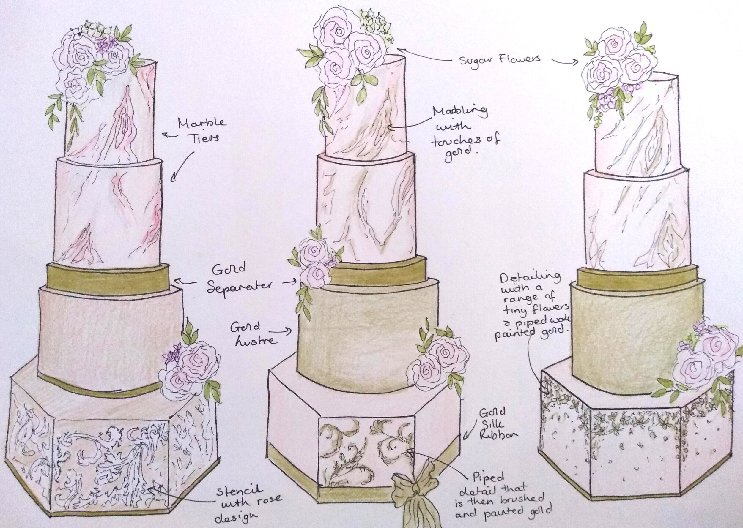 A simple drawing of wedding cake Royalty Free Vector Image