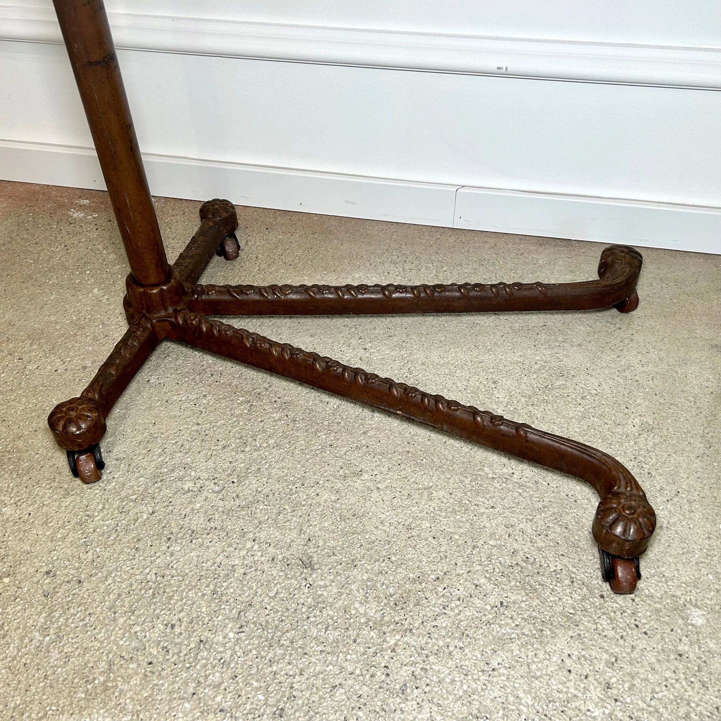 original edwardian reading table cast iron foot oak table top