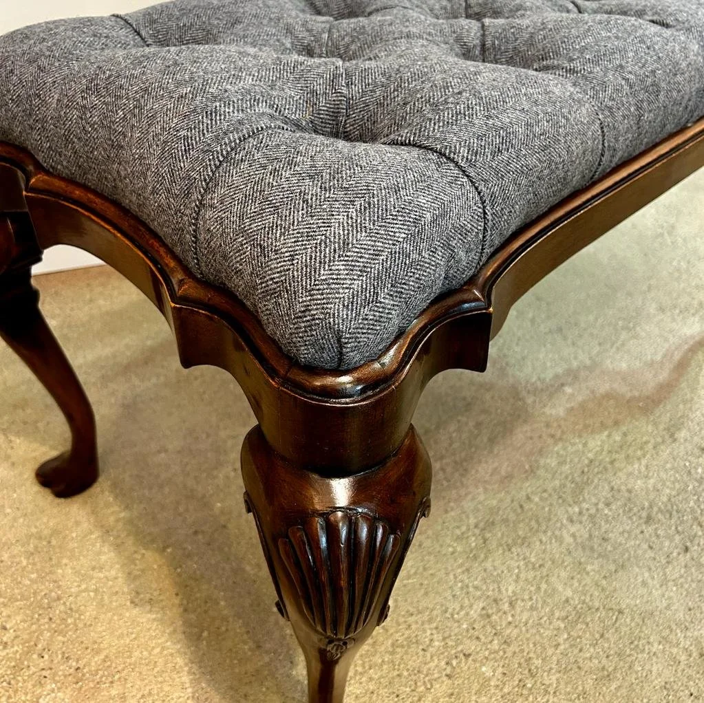 victorian deep buttoned window seat stool