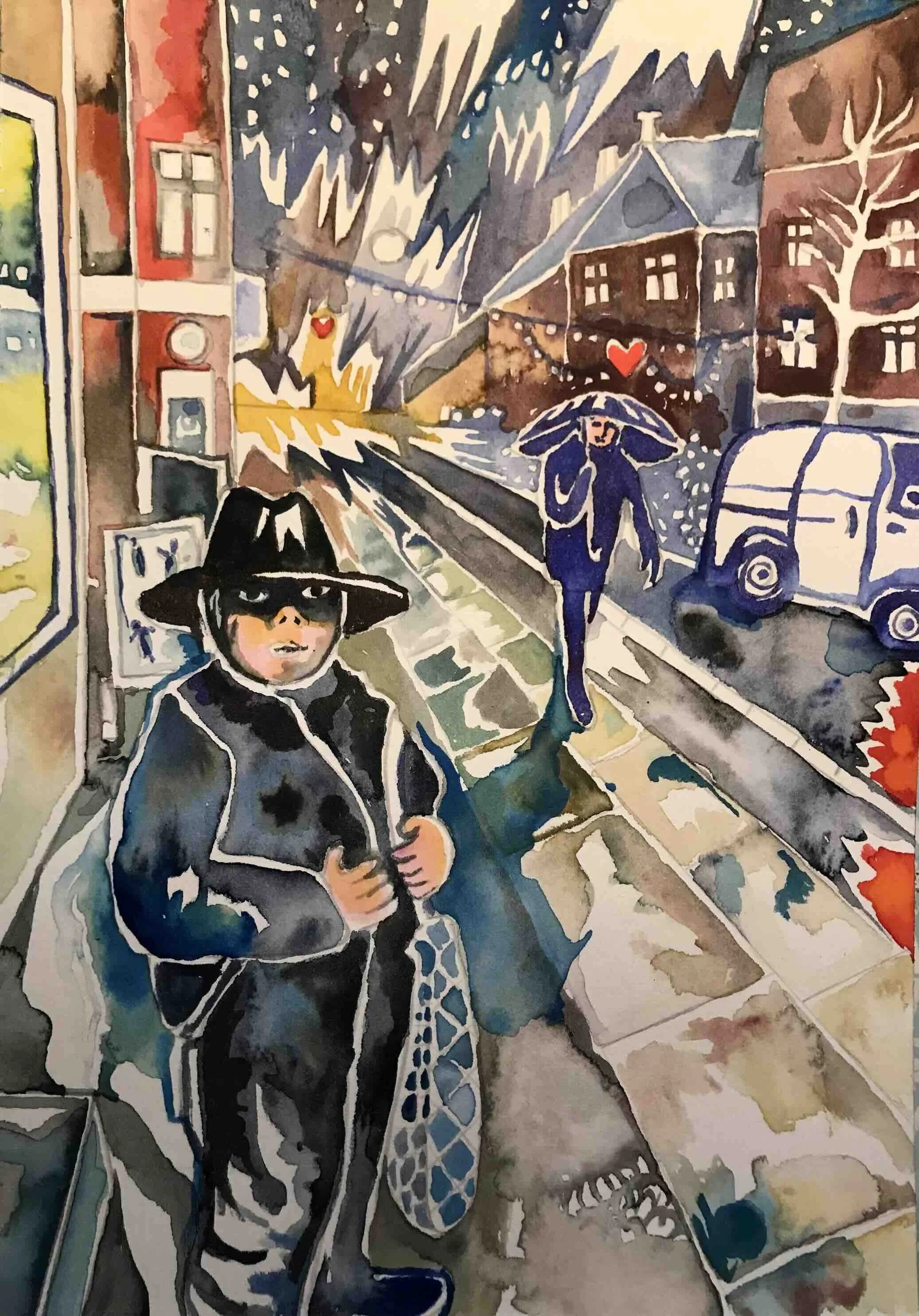 Snevejr og juleguirlander på Amagerbrogade, december 2021