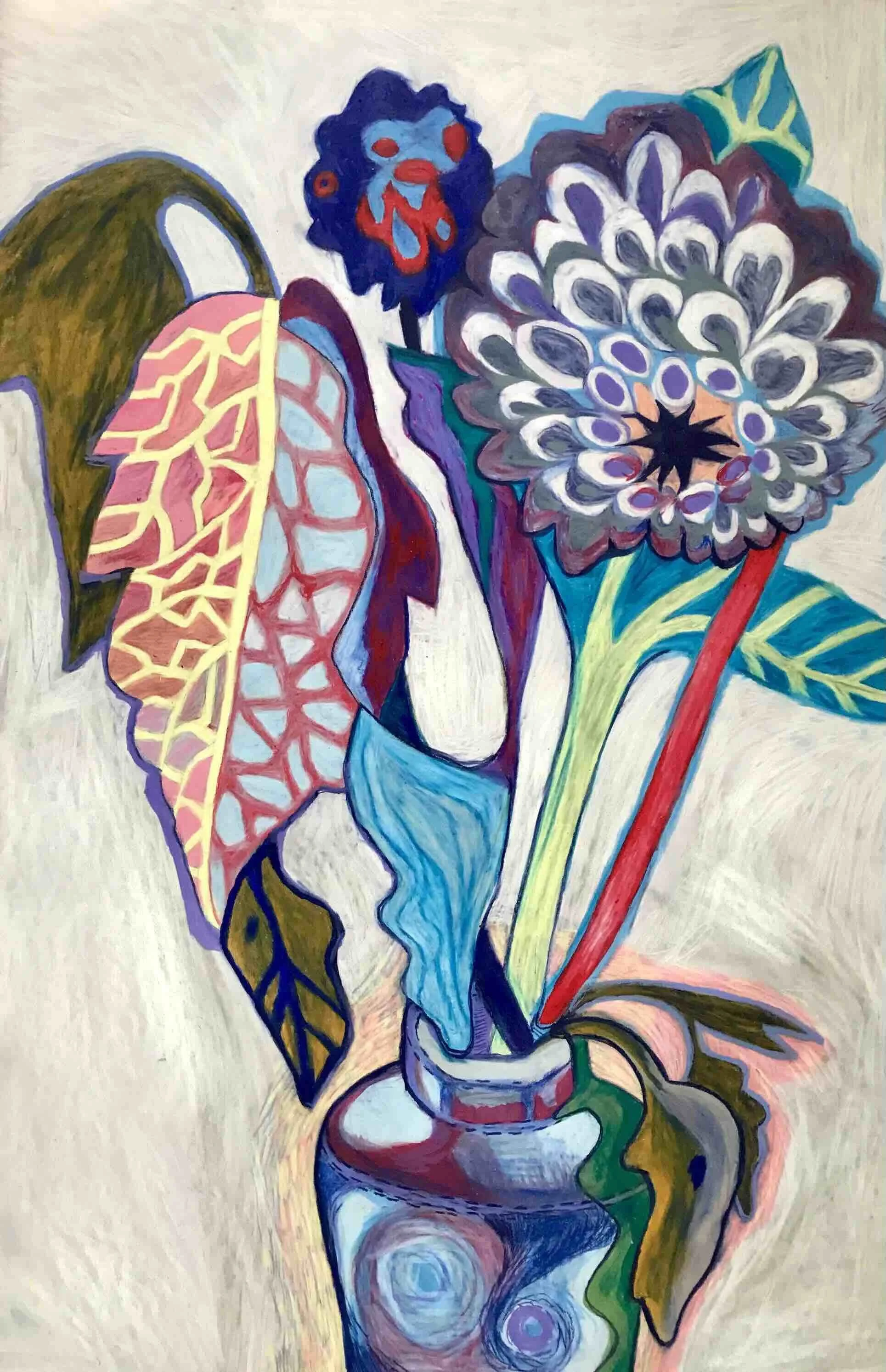 Georgine 1, oliekridt på transparent papir, 102x66 cm