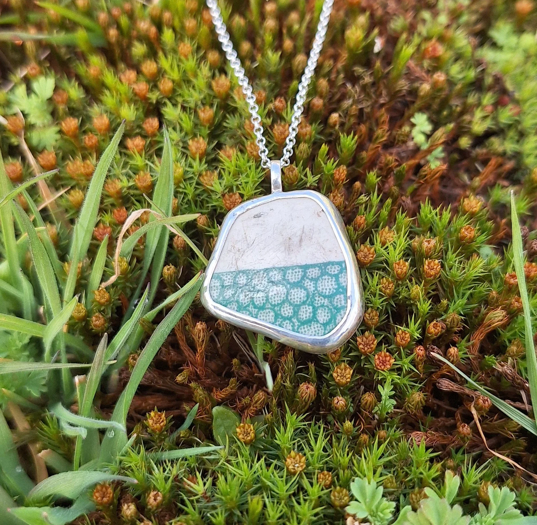 Porcelain shard found in the Welsh countryside. New Life to Broken Plates. 20th Wedding Anniversary