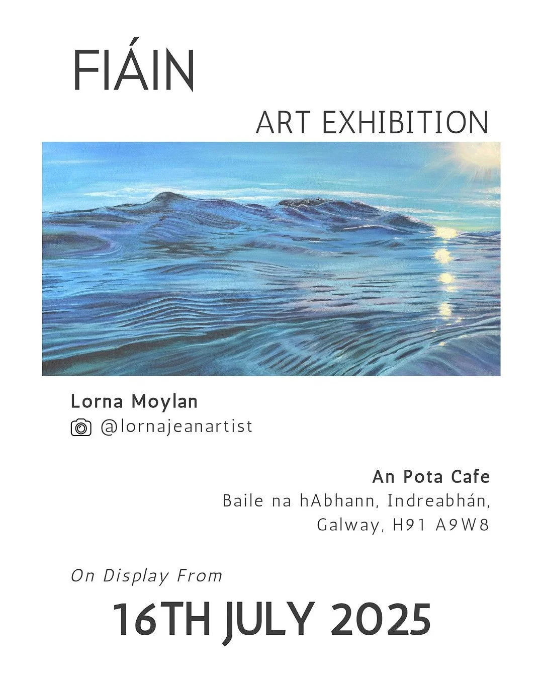 I am so excited to finally announce that my first art exhibition ’FIÁIN’ is now showing at @potacafe from July 16th. Details of the official opening are coming soon. Please stop by and check it out!
———
Tá