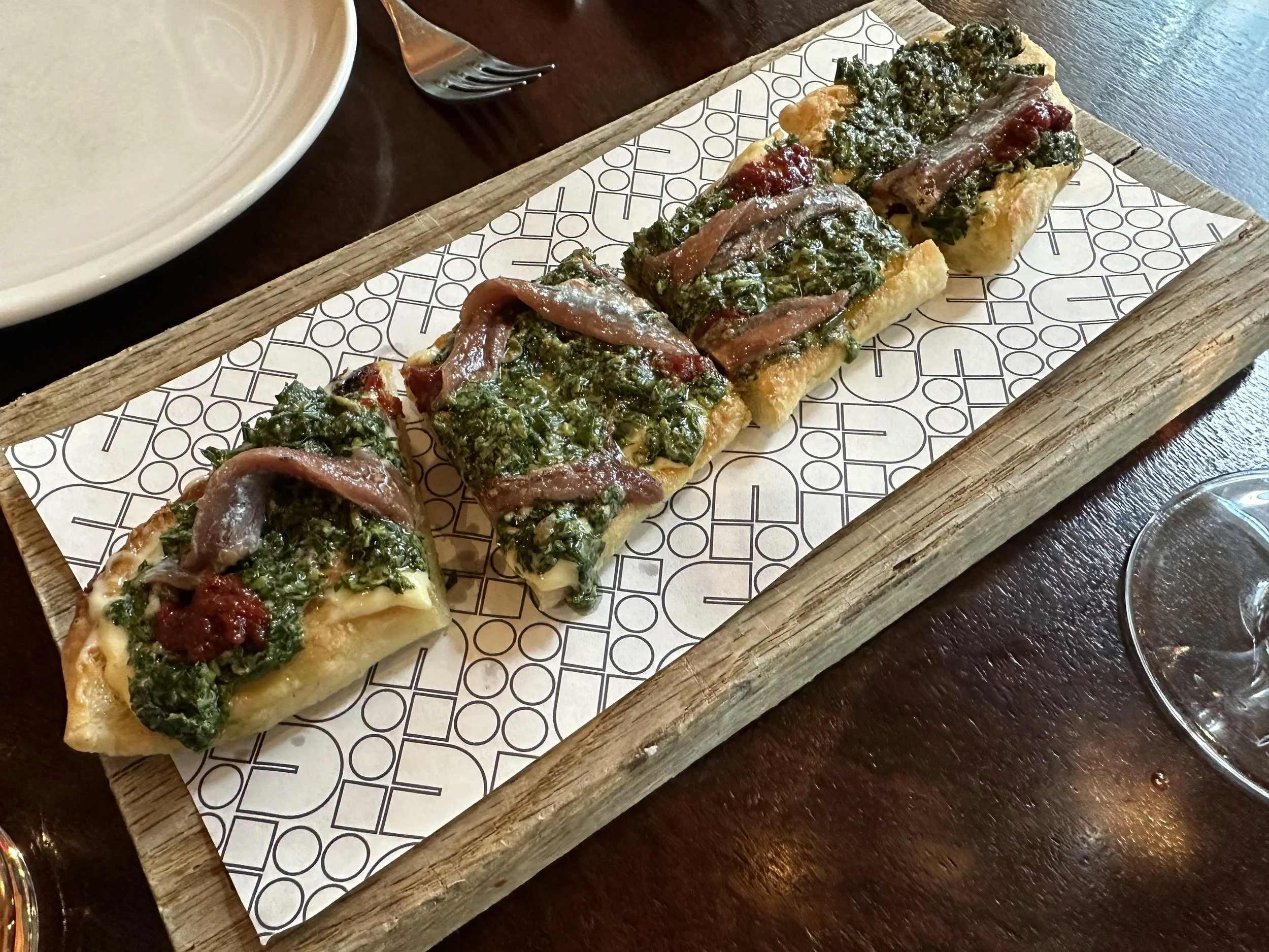  Pizza Bianca  anchovy, salsa verde, aioli    