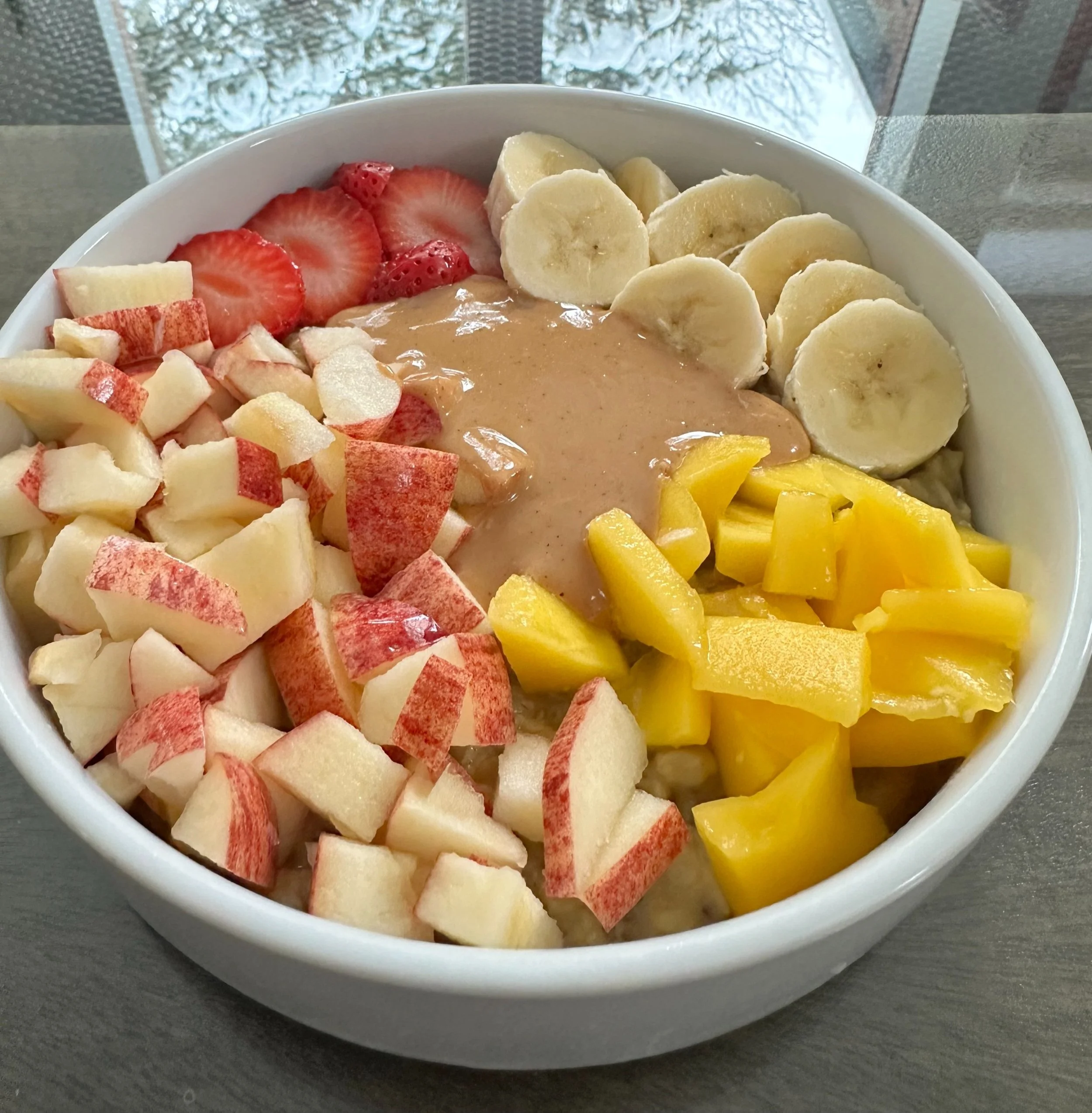 Spiced Oatmeal with Fresh Fruit &amp; Peanut Butter