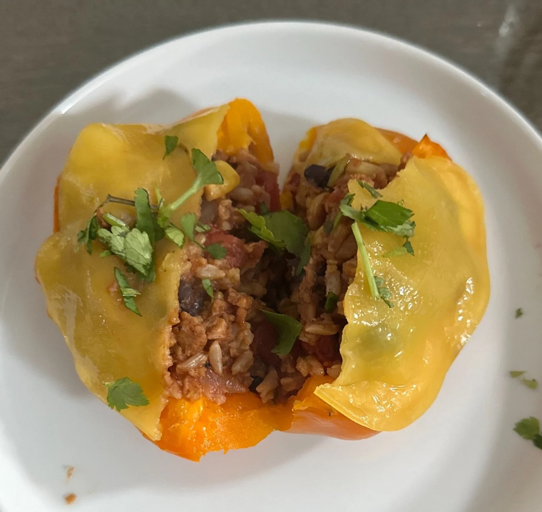 Plant Based Dinner: Stuffed Bell Peppers with Brown Rice