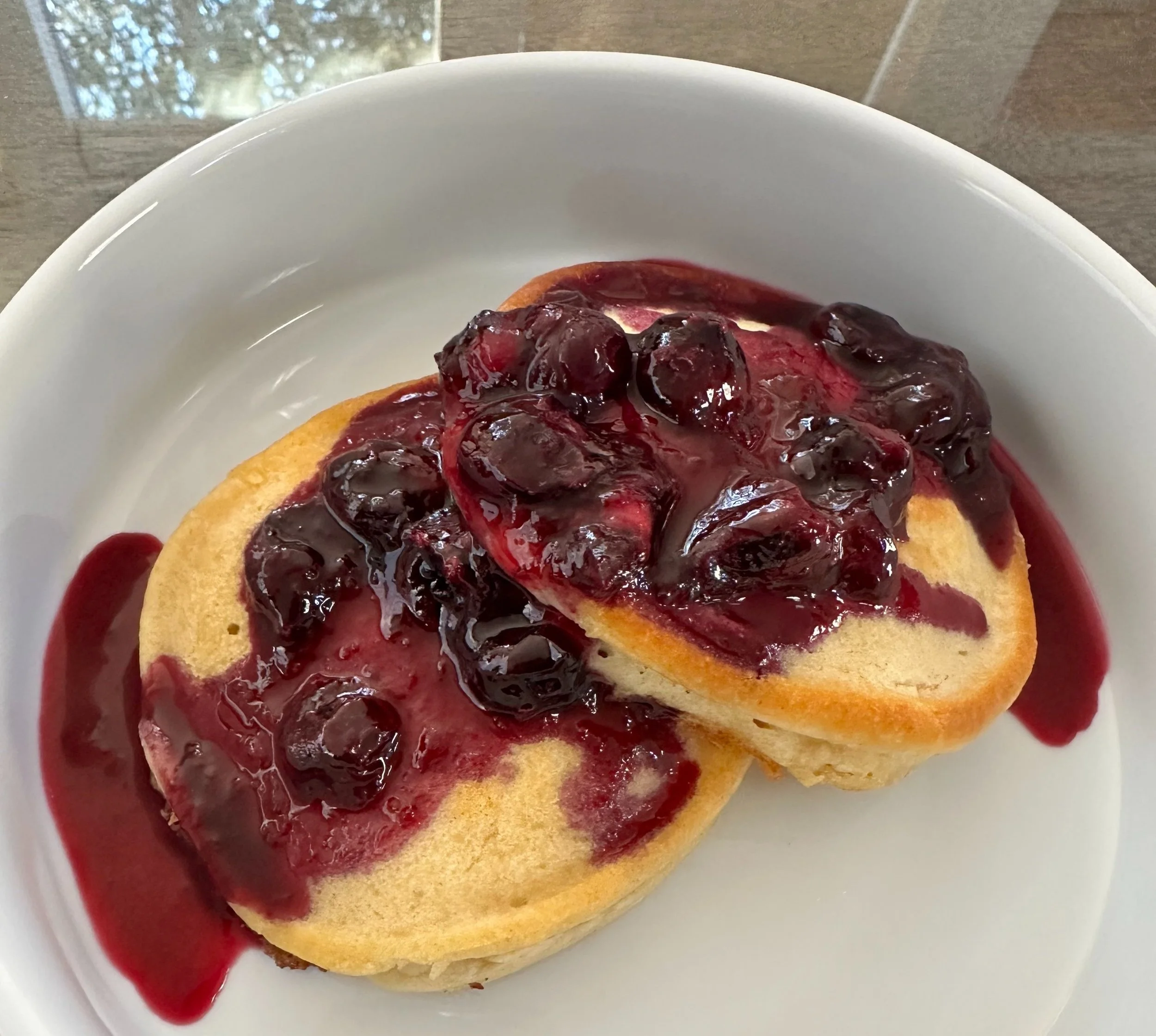 Fluffy Vegan Pancakes with Blueberry Compote