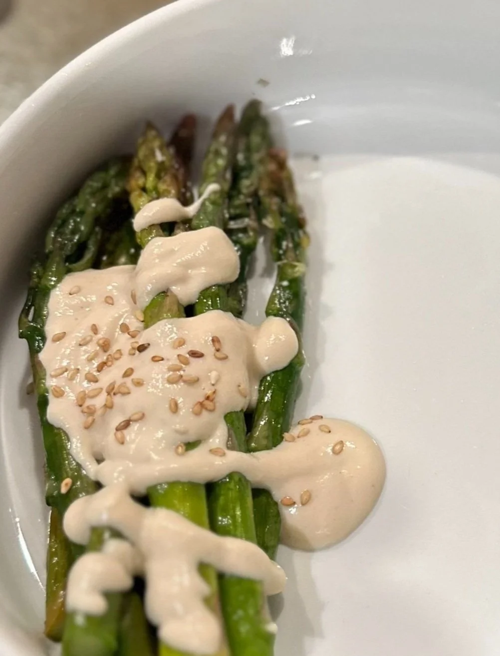 Roasted Asparagus with Vegan Cashew Miso Sauce 