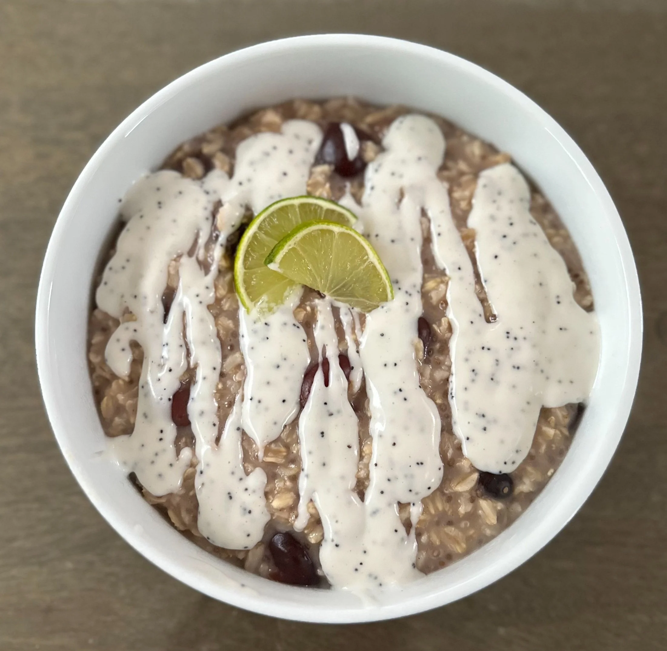 Vegan Cherry Lime Oatmeal Breakfast Bowl