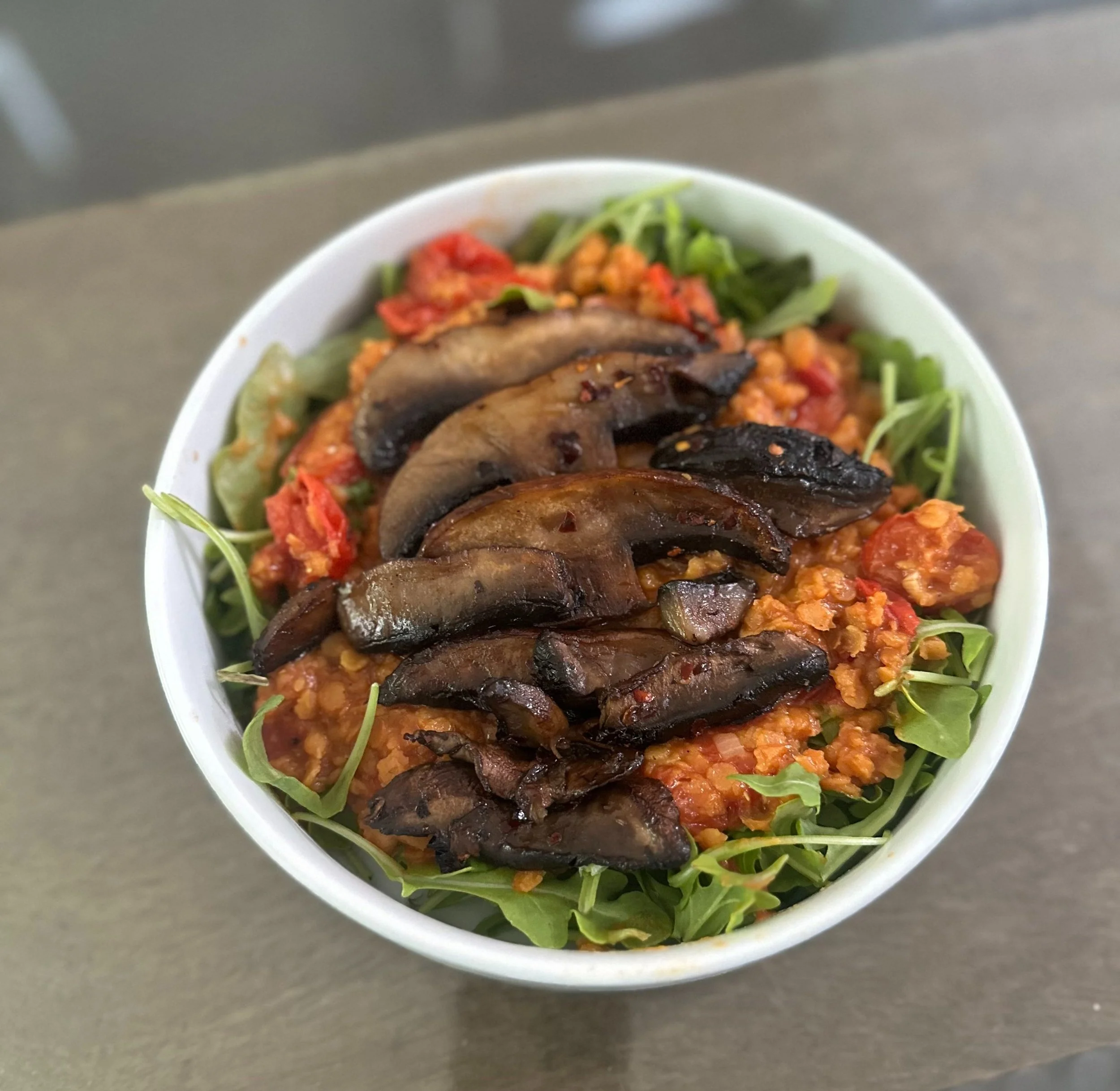 Yellow Lentil Stew with Portobello Mushrooms