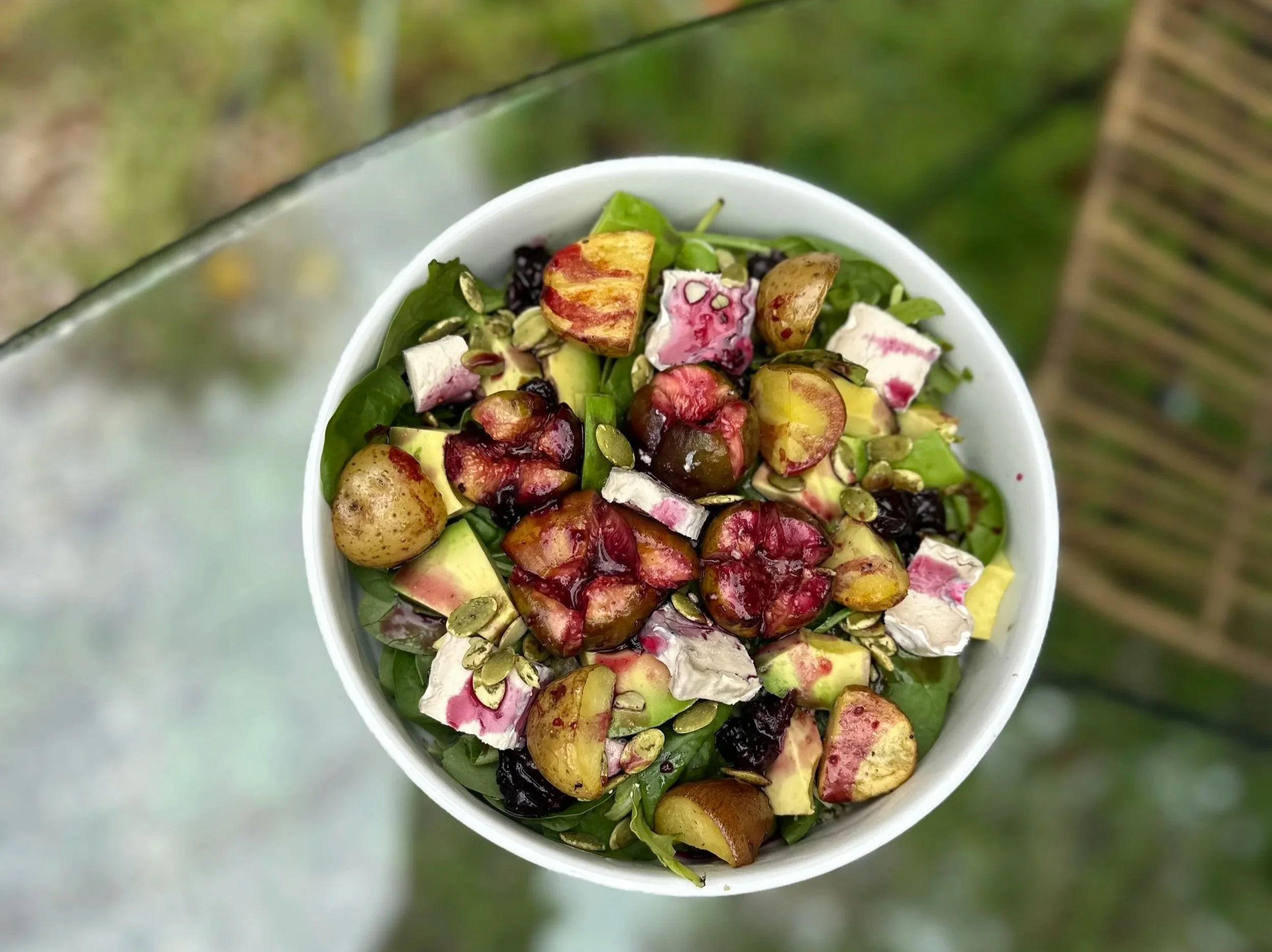 Arugula Spinach Salad with Roasted Figs &amp; Blueberries 