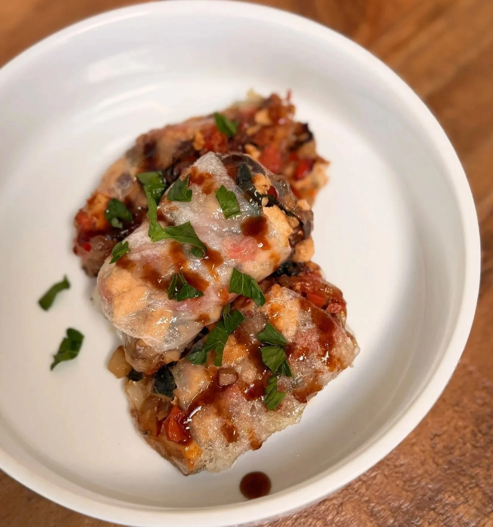 Crispy Basil Tofu &amp; Mushroom Rice Paper Parcels