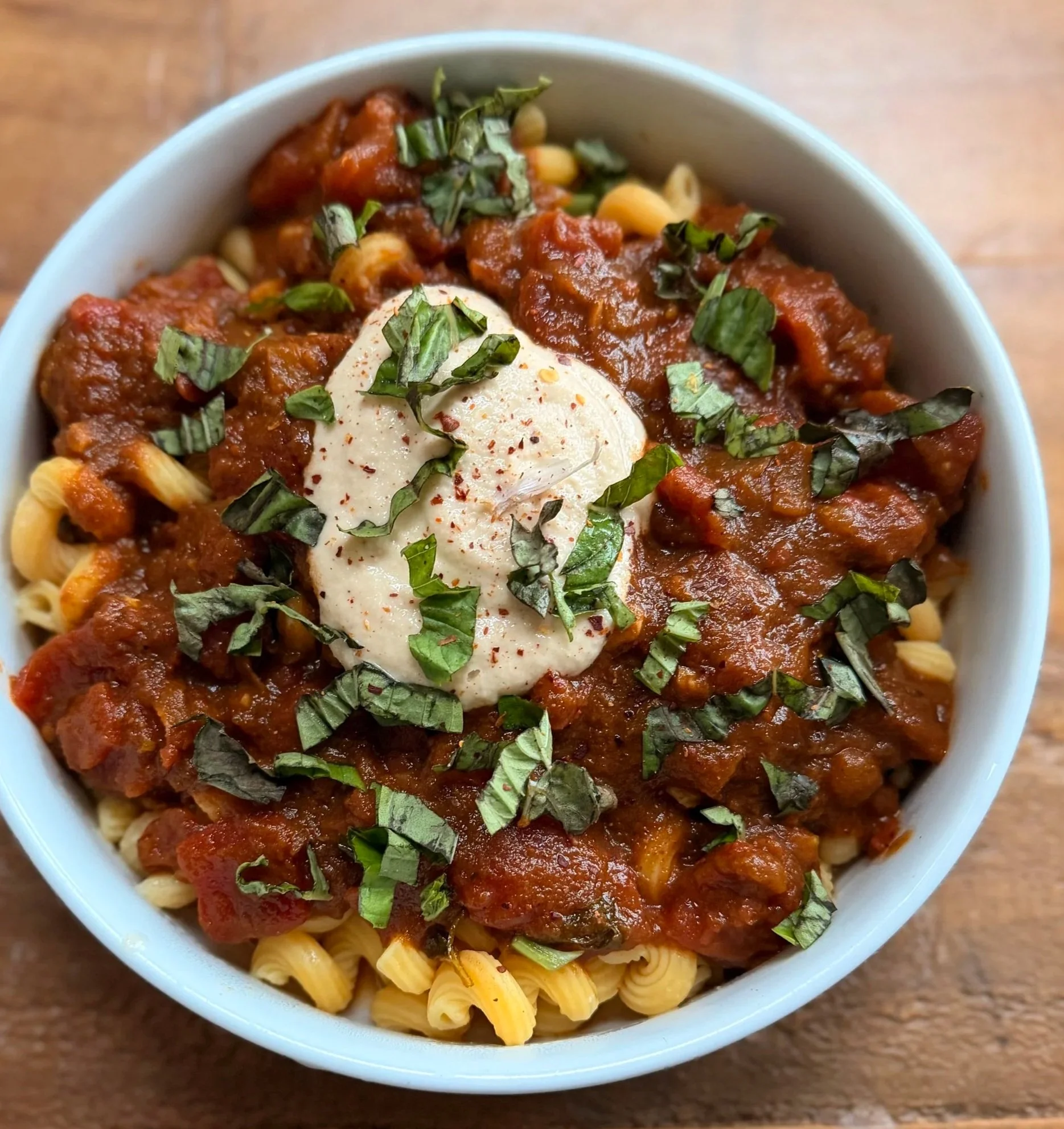 Vegan Pasta Bowl with Cashew Crema 