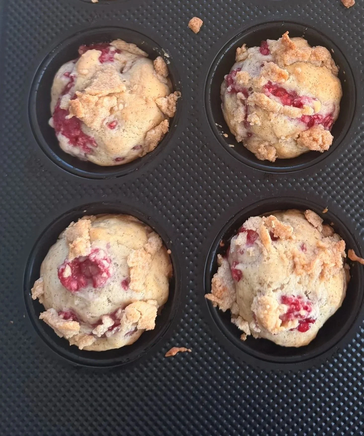 Vegan Raspberry Muffins with Crumb Topping