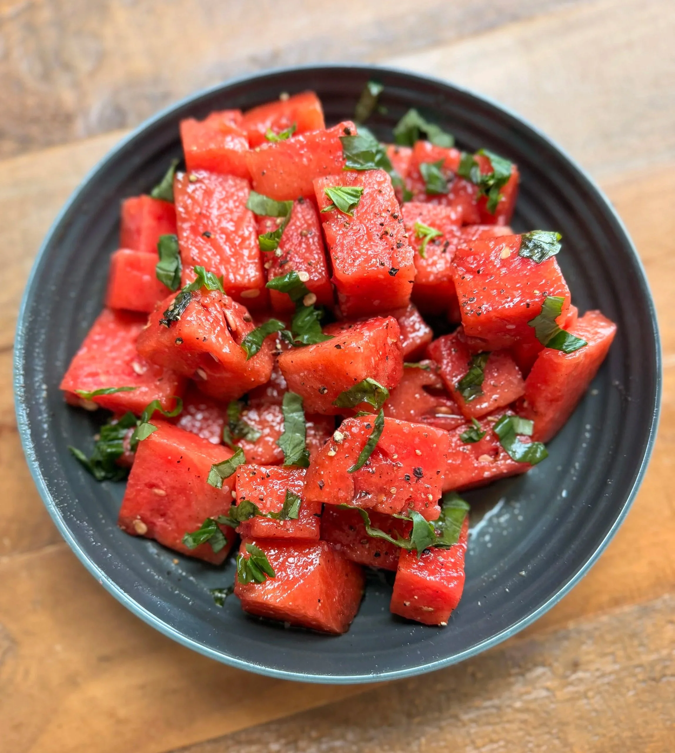 Watermelon with Balsamic Basil Dressing