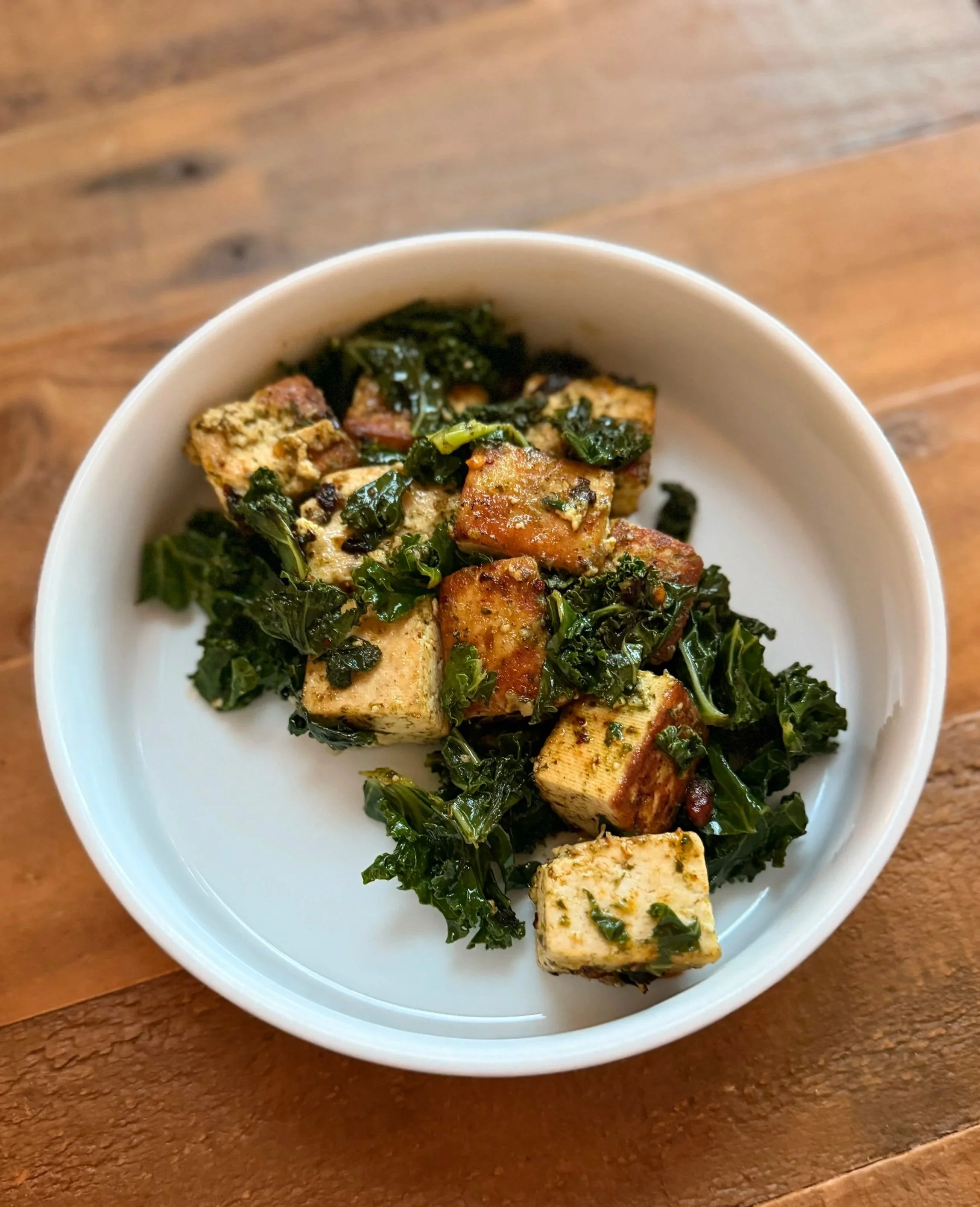 Crispy Chimichurri Tofu with Kale