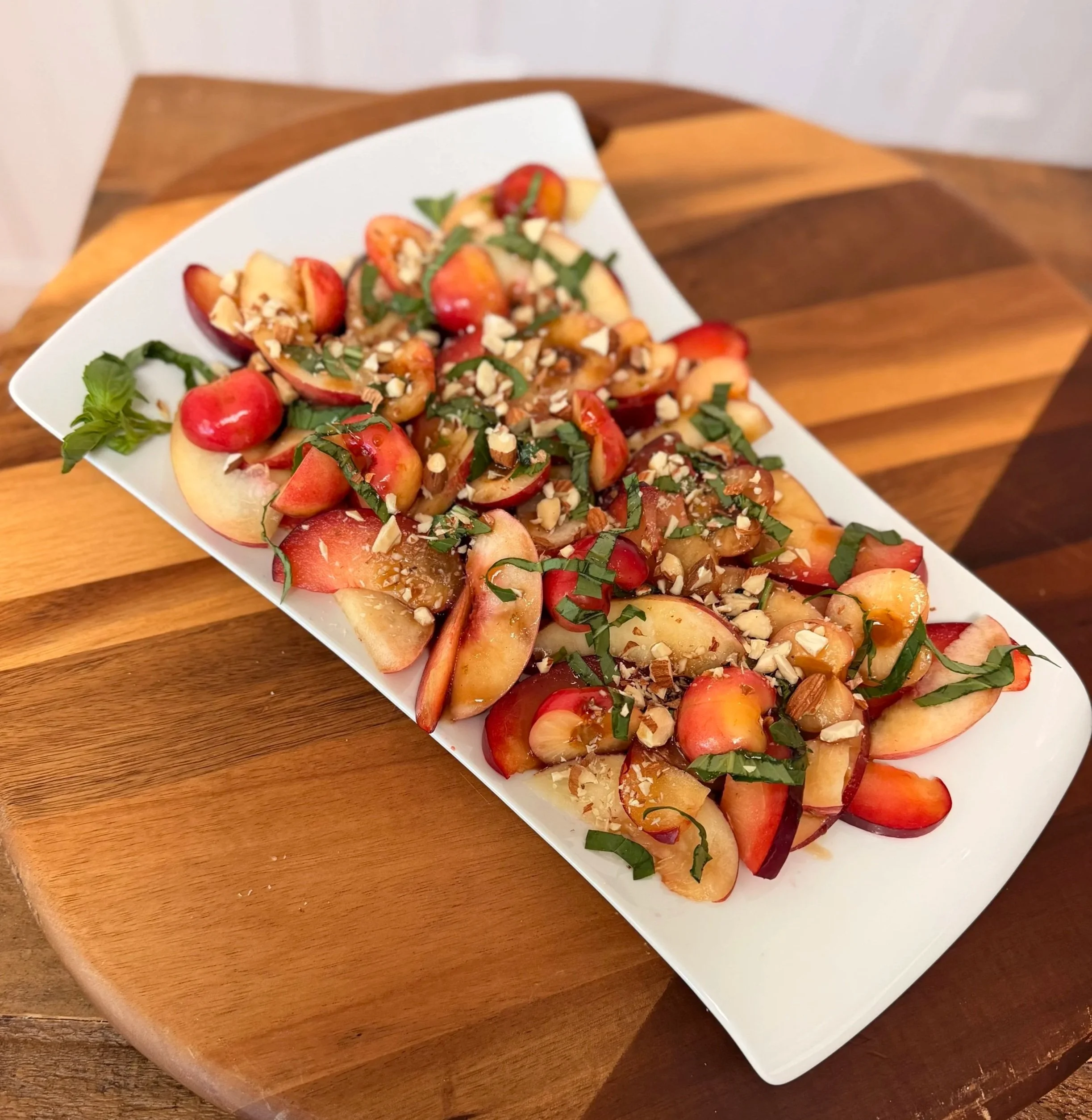 Stone Fruit Salad with Maple Balsamic Lime Dressing