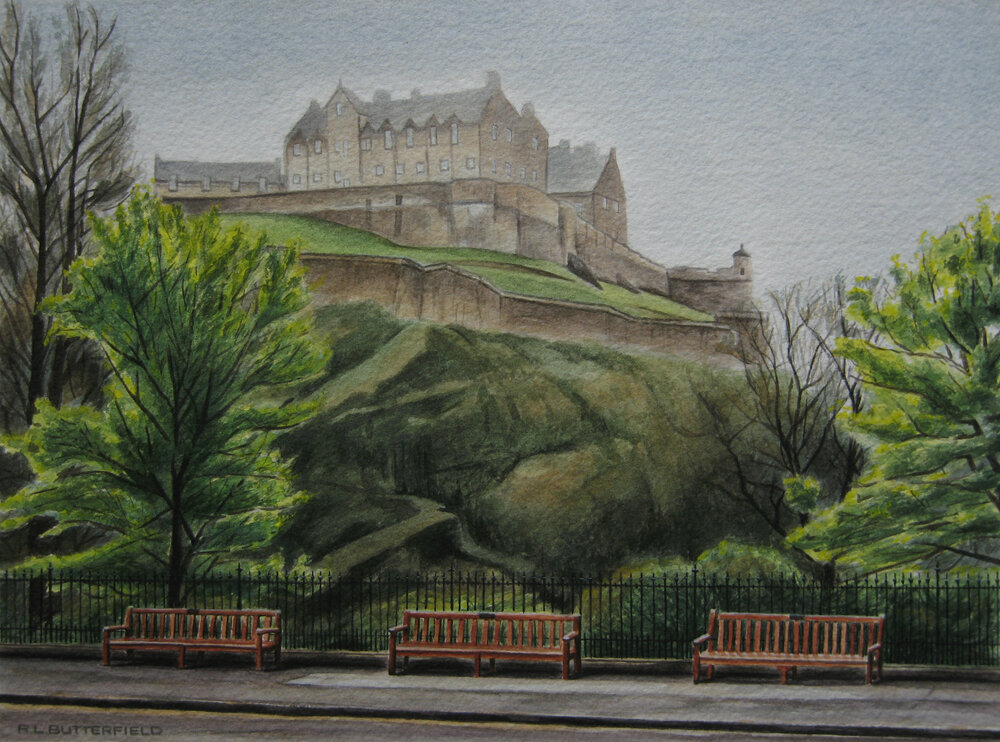 Castle from Princes Street watercolour 8.5” x 11” available
