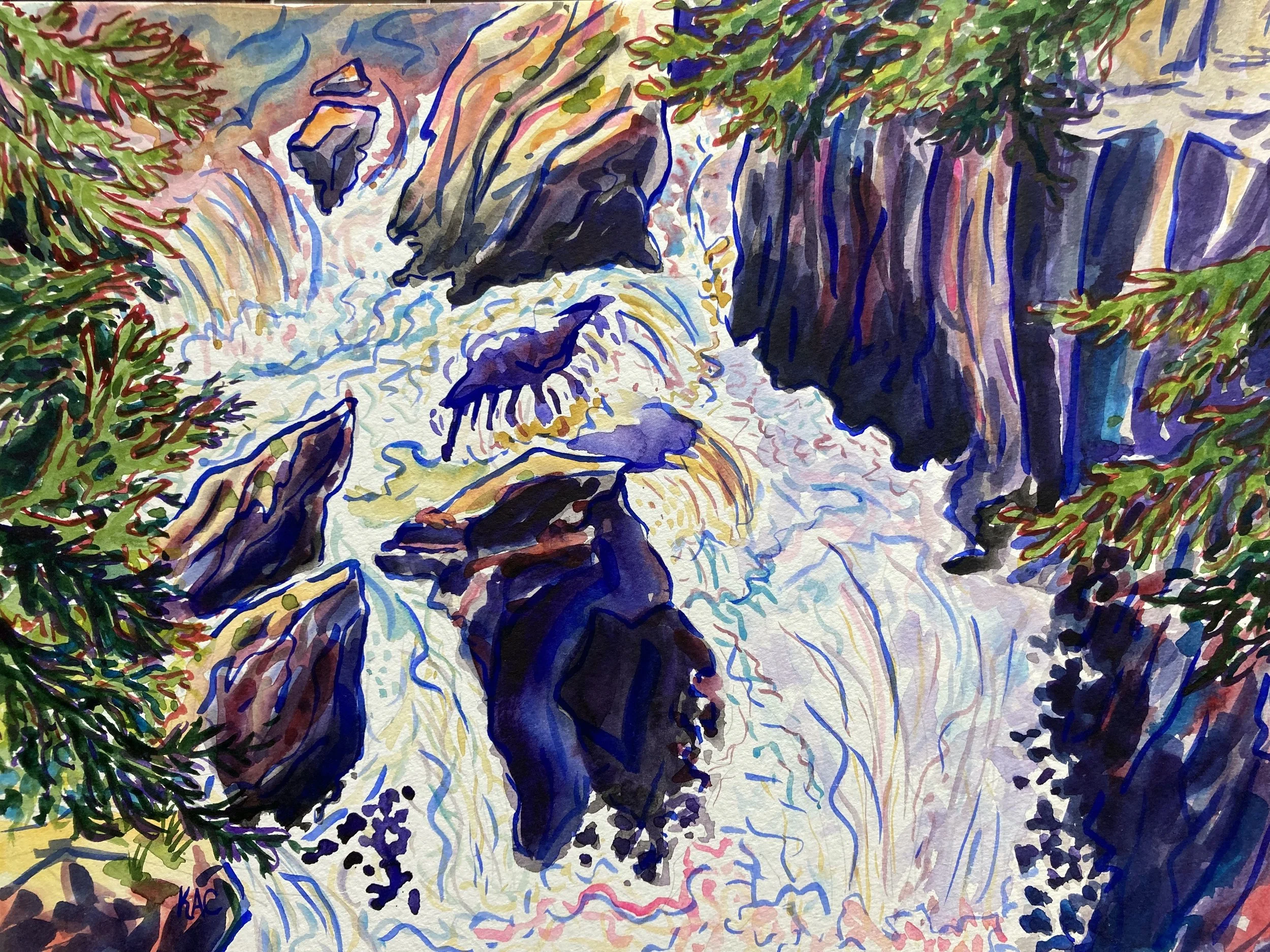 53. 'Big Falls State Park', plein air watercolor by Kati Christoffel